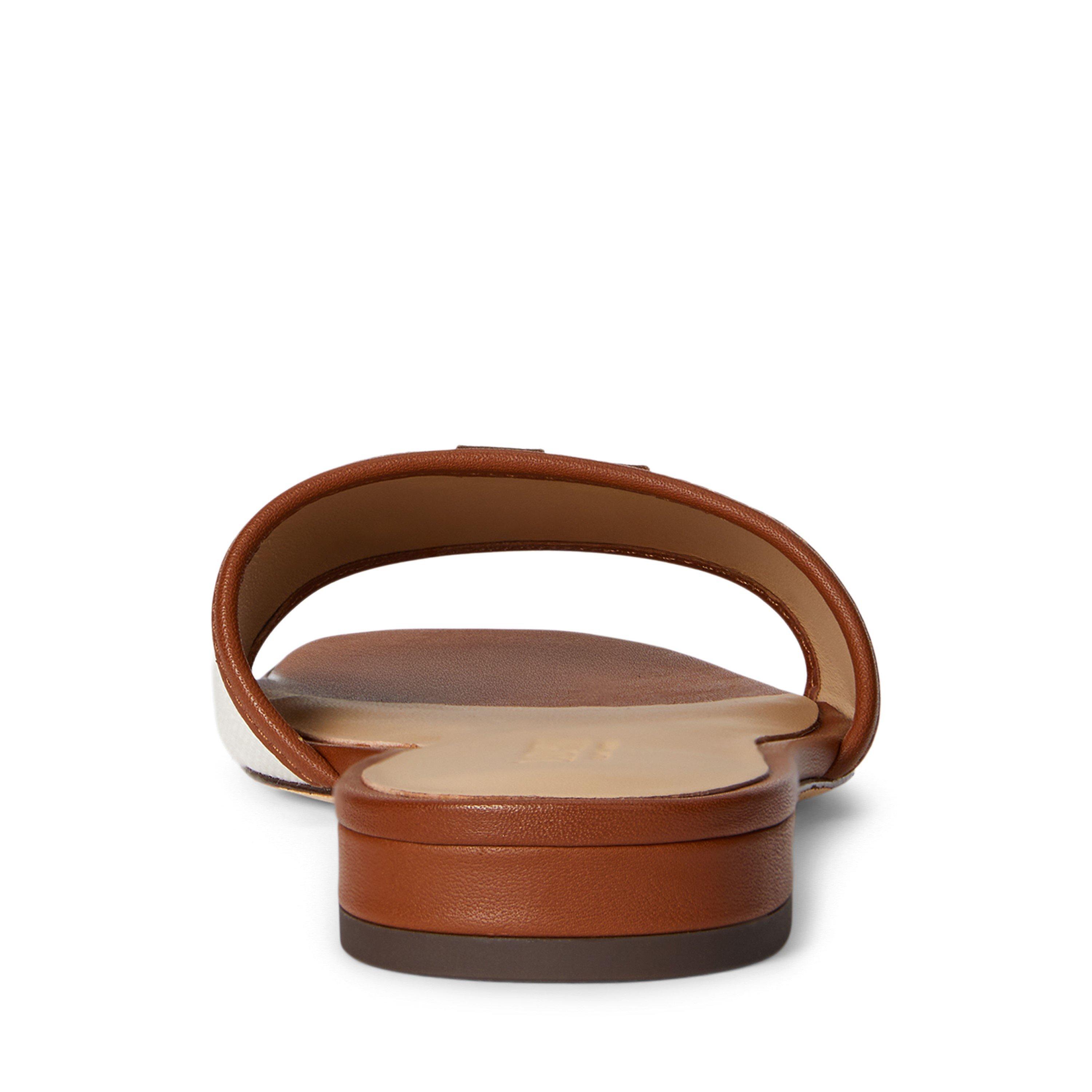 Natural/Tan - Lauren by Ralph Lauren - Women's Everly Real Leather Flat Sandals - 4