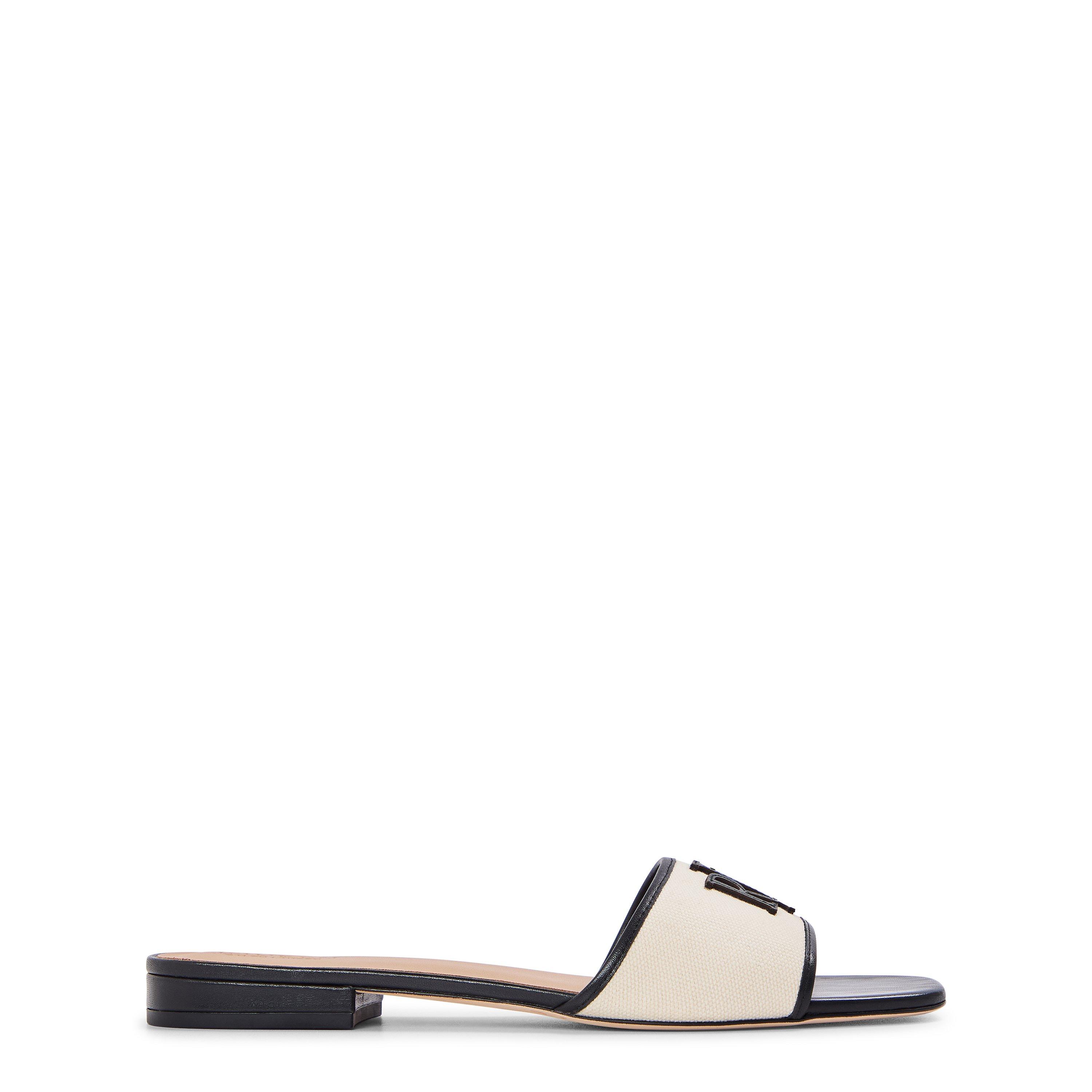 Natural/Black - Lauren by Ralph Lauren - Women's Everly Real Leather Flat Sandals - 1