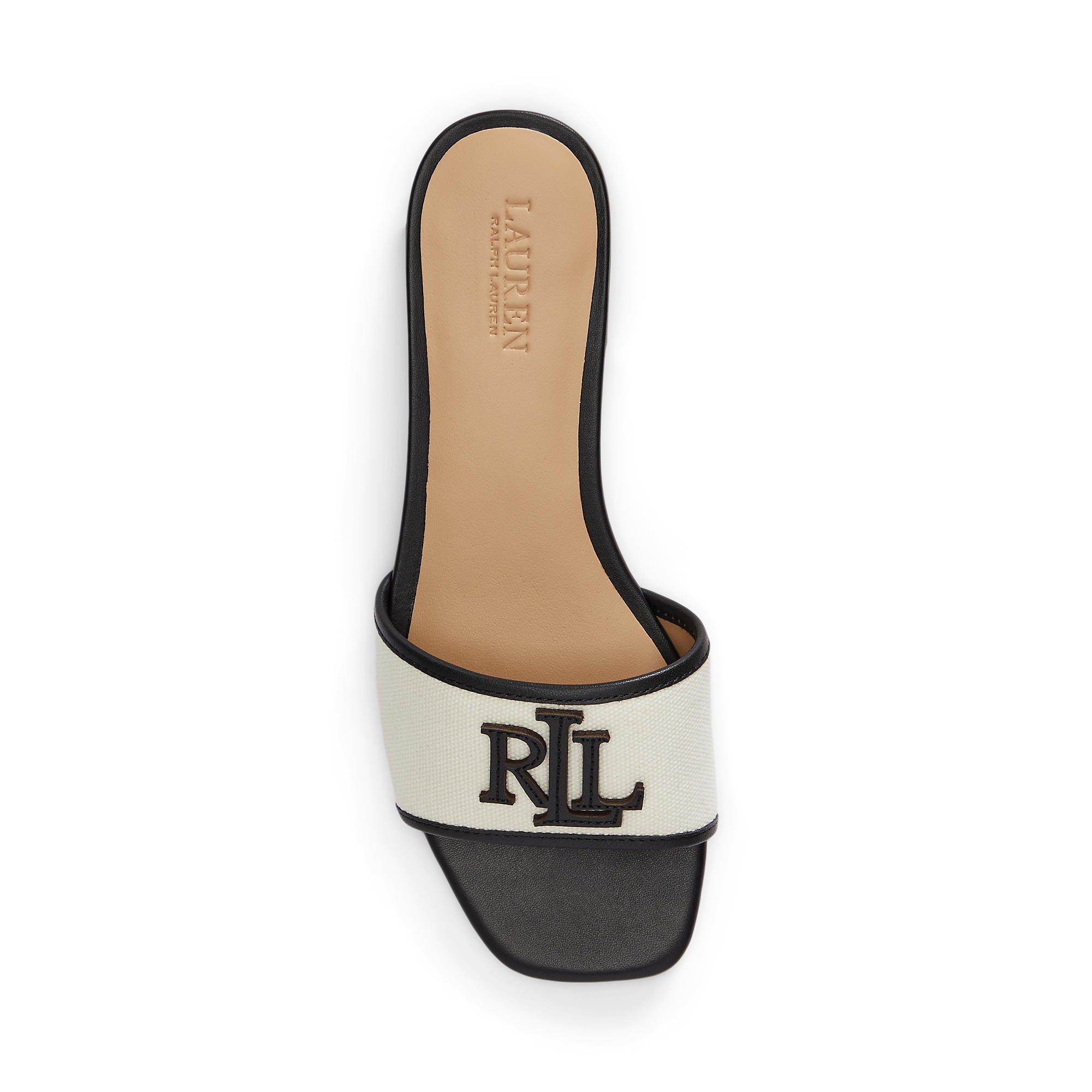 Natural/Black - Lauren by Ralph Lauren - Women's Everly Real Leather Flat Sandals - 3