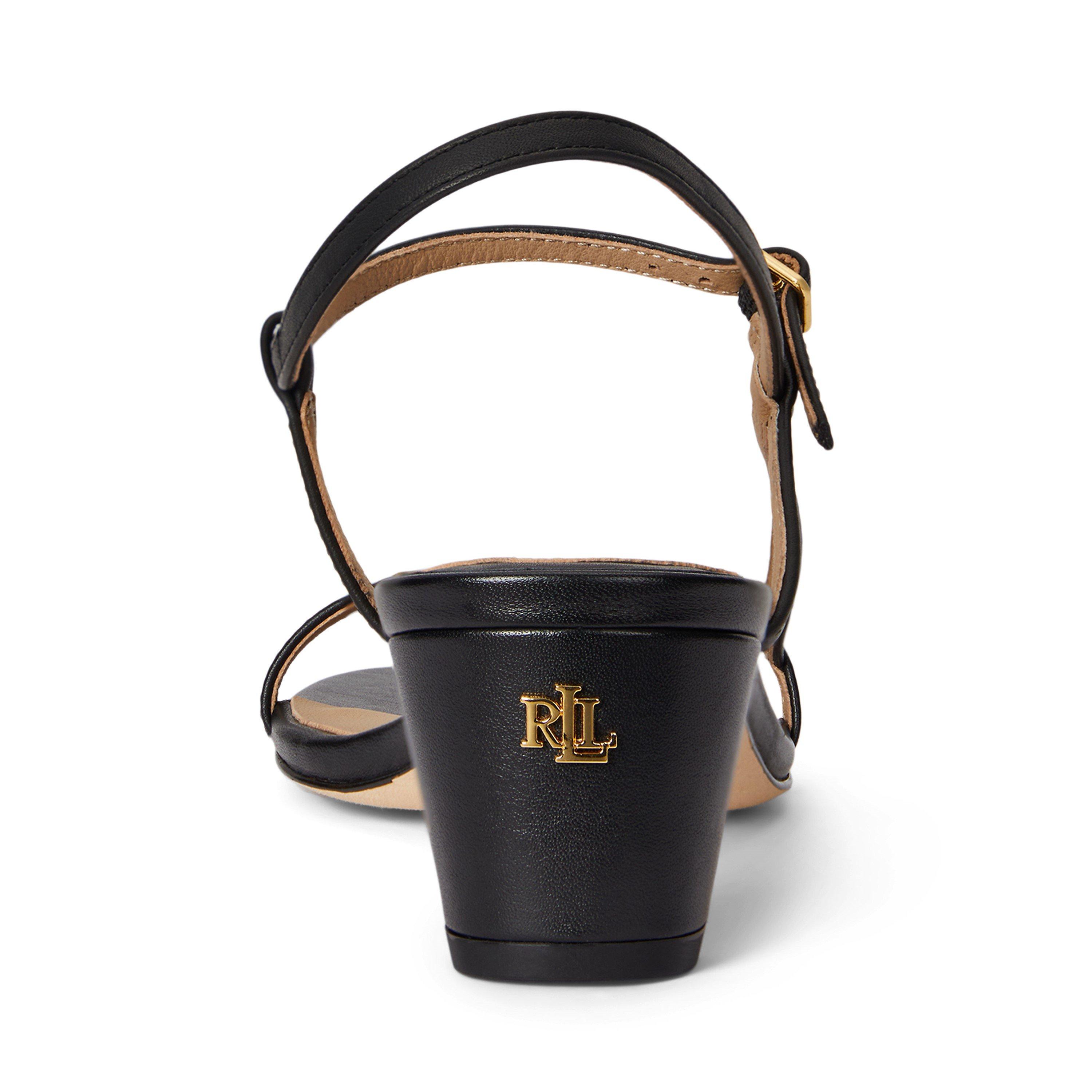 Black - Lauren by Ralph Lauren - Women's Lainee Real Leather Heeled Sandals - 4