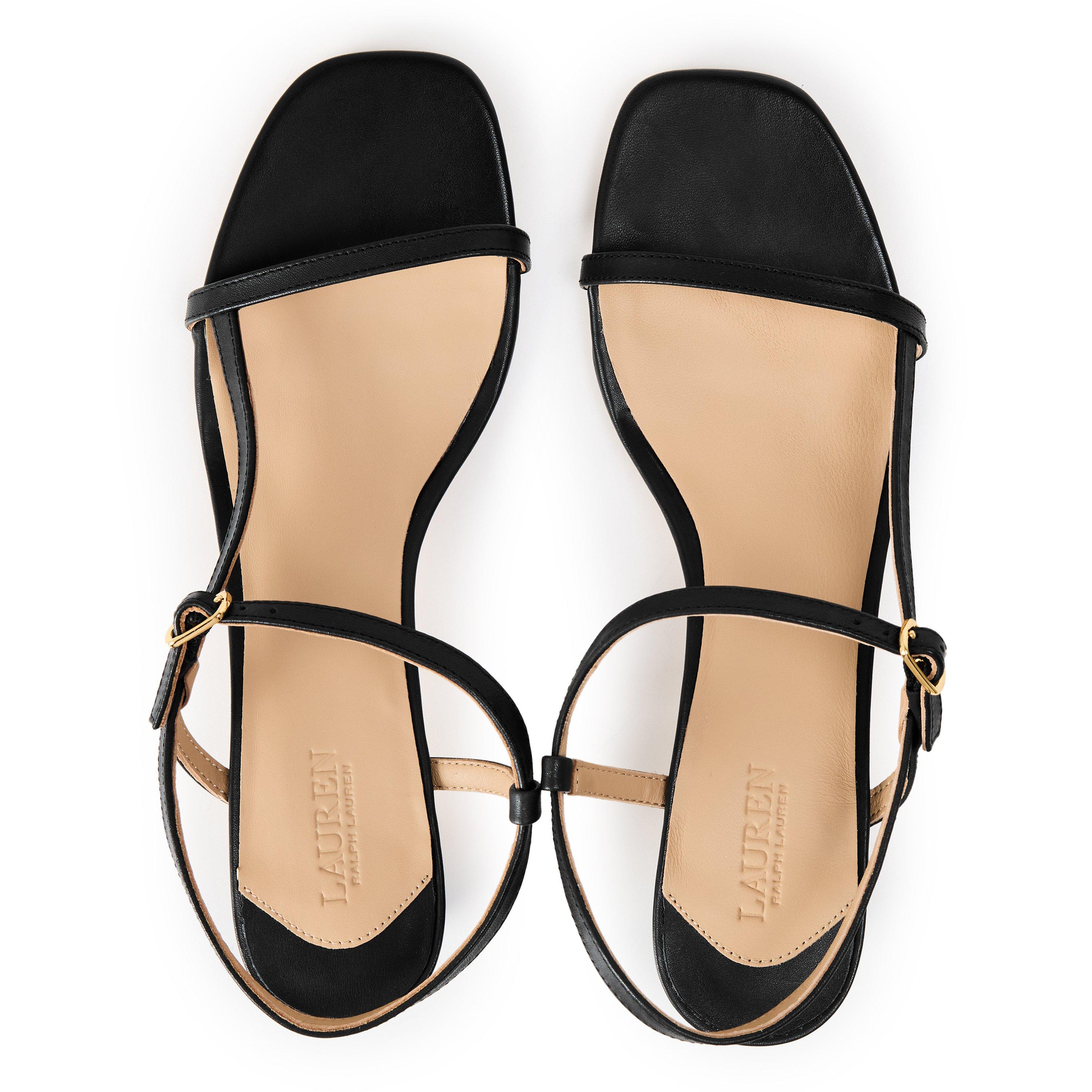 Black - Lauren by Ralph Lauren - Women's Lainee Real Leather Heeled Sandals - 5