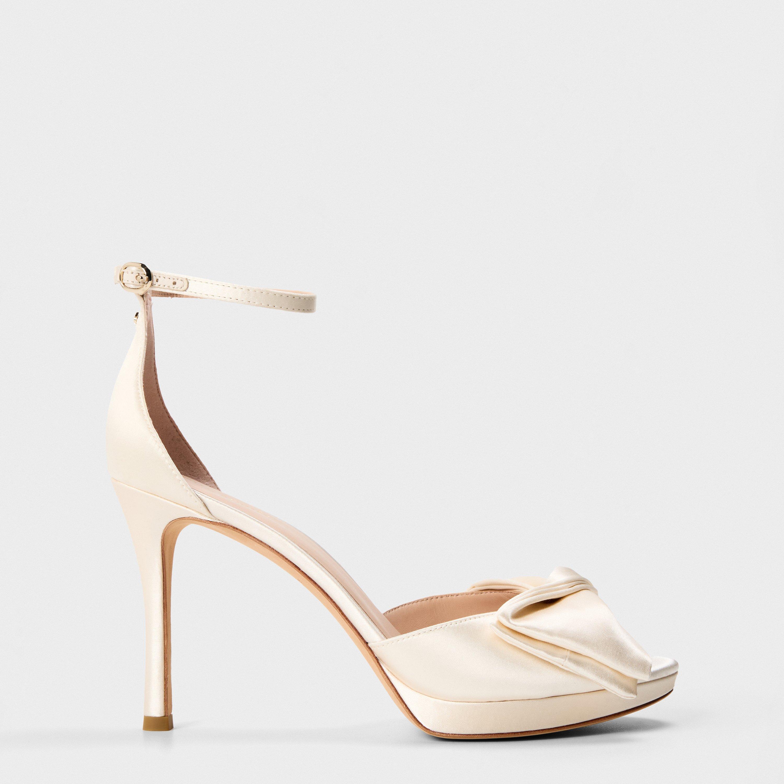 White Satin - Kate Spade - Women's Bow Heeled Sandals - 1