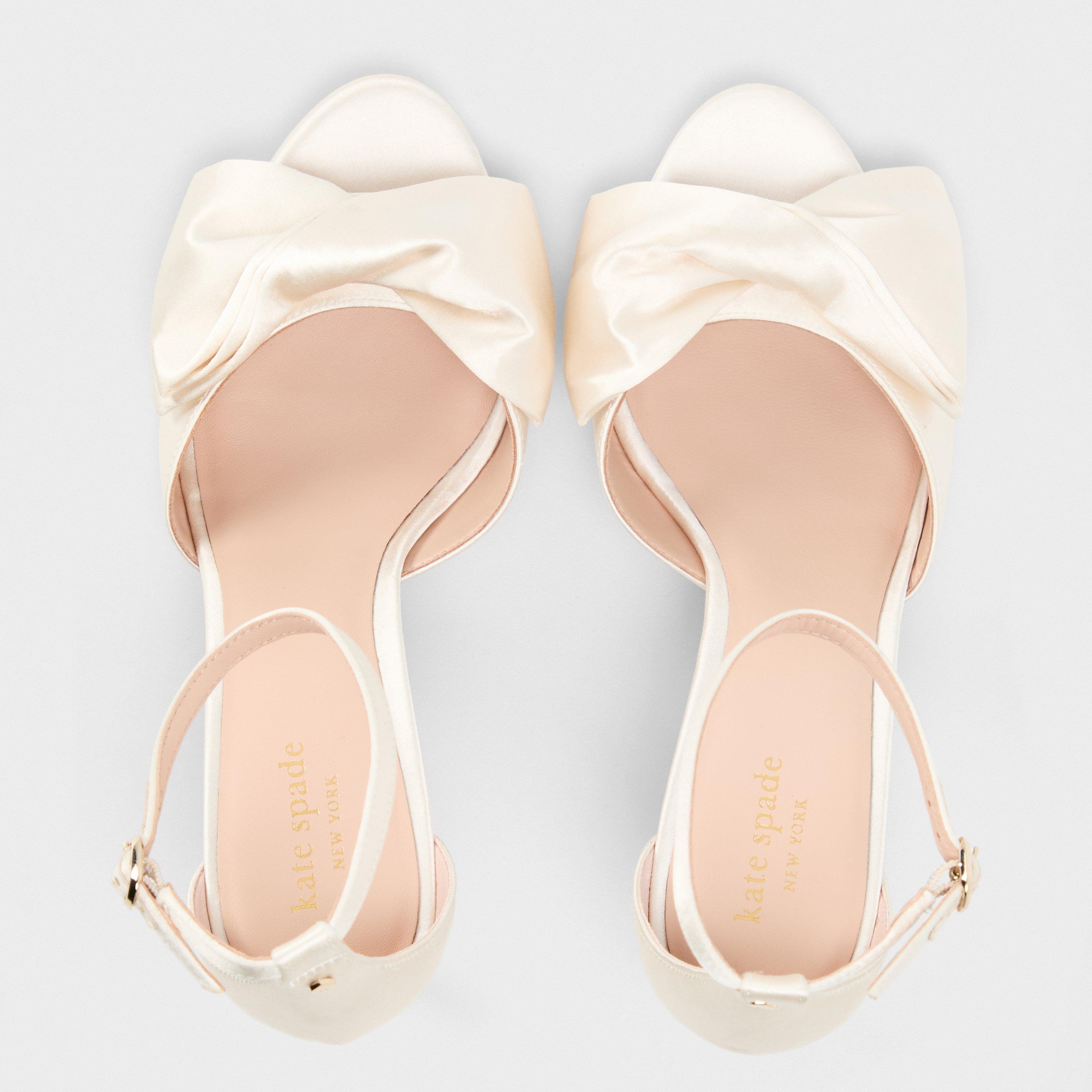 White Satin - Kate Spade - Women's Bow Heeled Sandals - 5