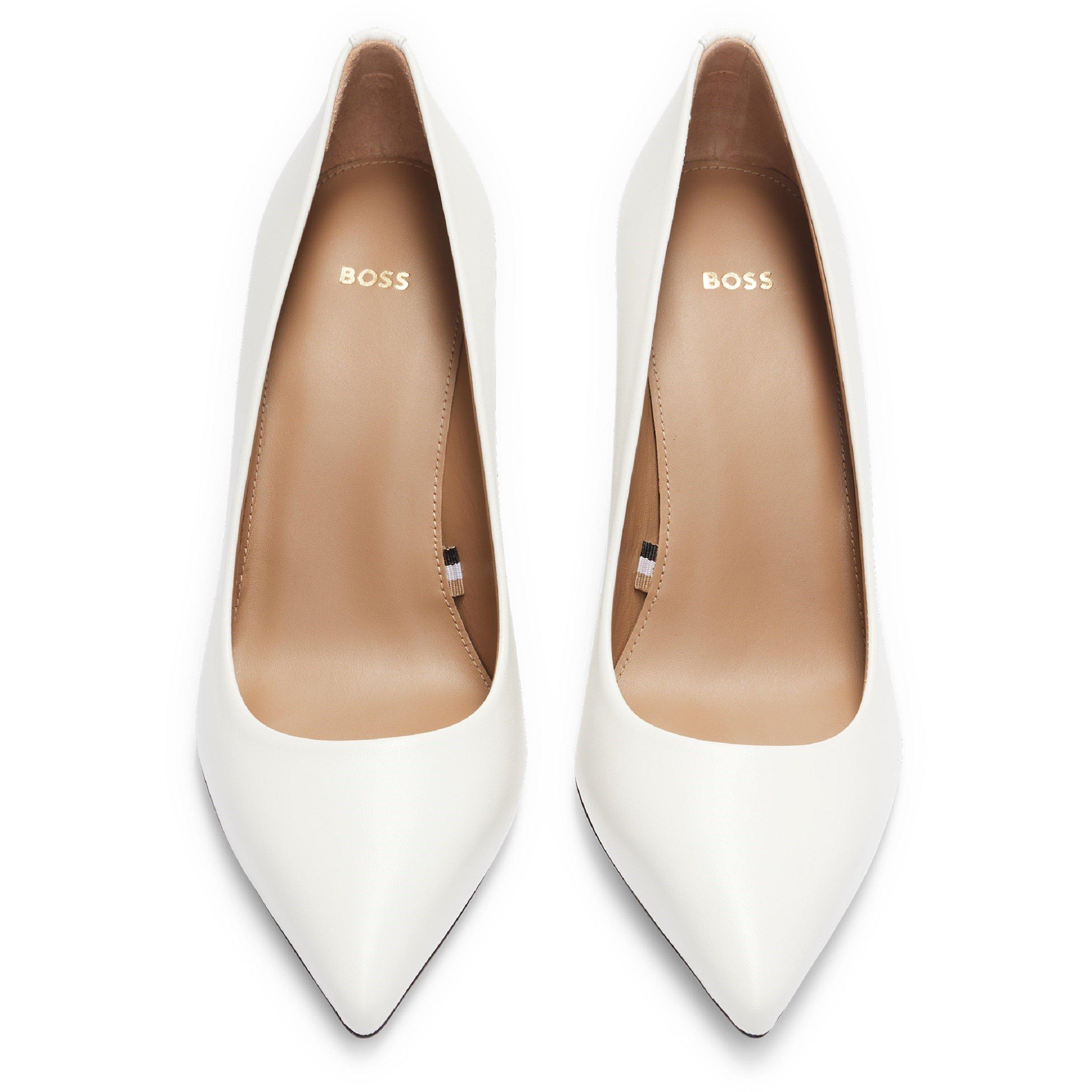 White - Boss - Women's Janet Block Heel Court Shoes - 3