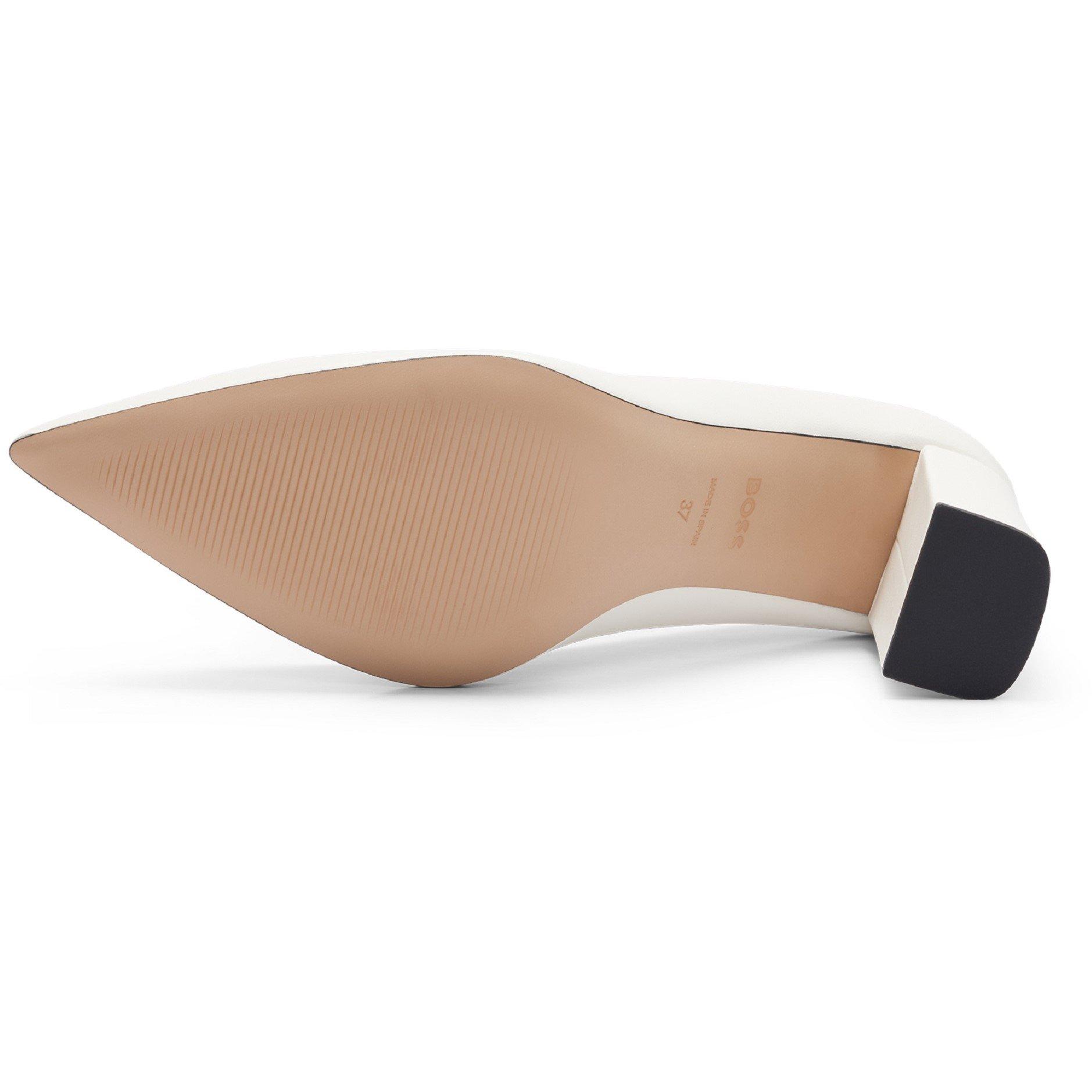 White - Boss - Women's Janet Block Heel Court Shoes - 4