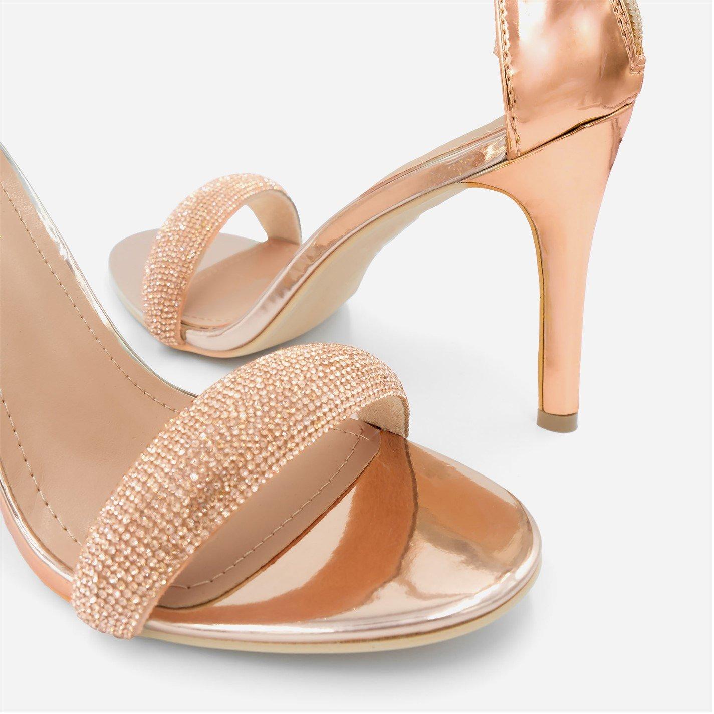 Rose Gold - Wheres That From - Wheres High Heel Sandals with Diamante Ankle Strap - 3