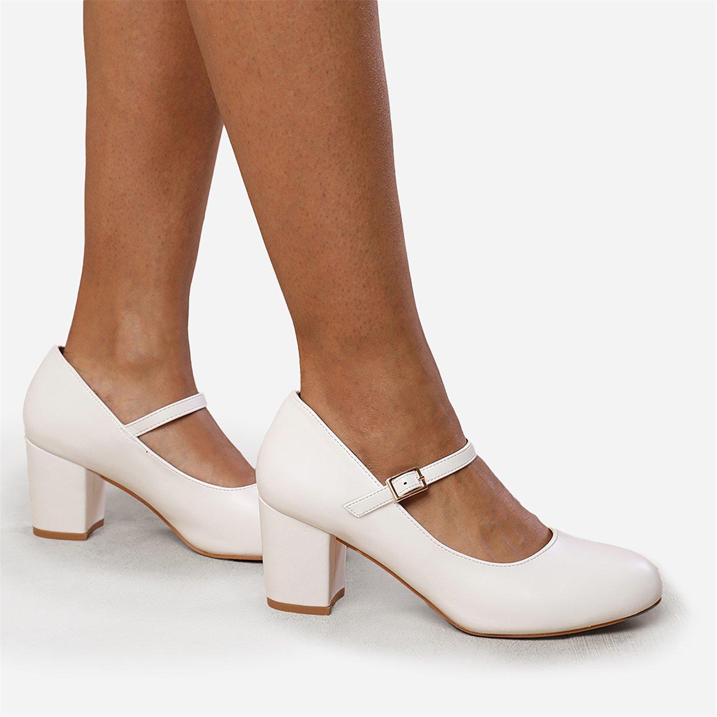 Escarpins Mary Jane à Boucle Et Talon Bloc - Taille 33 à 46, Bout Rond, Classique