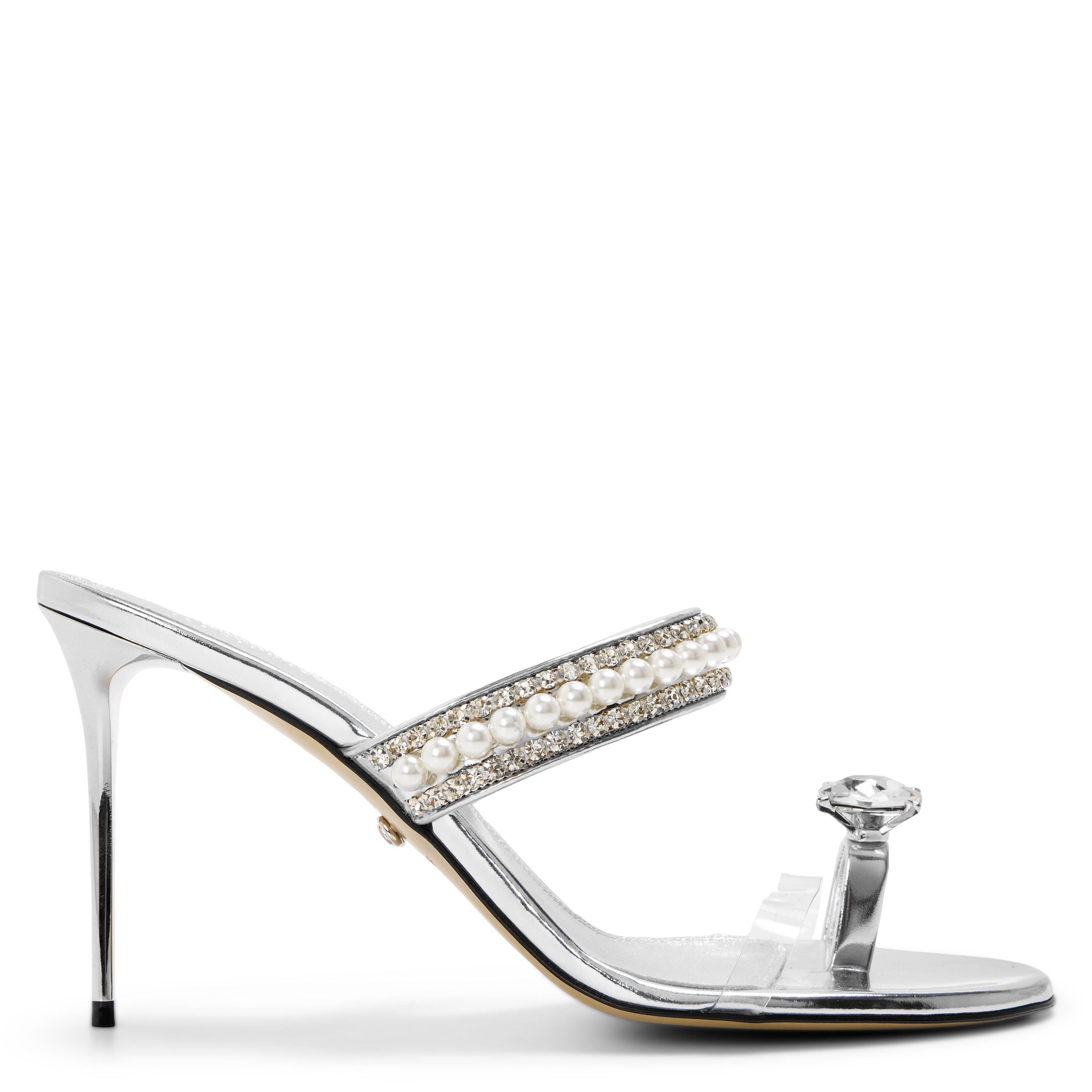 Mach and Mach Women's Diamond Mule Heeled Mules - Silver - Size 6 (39)