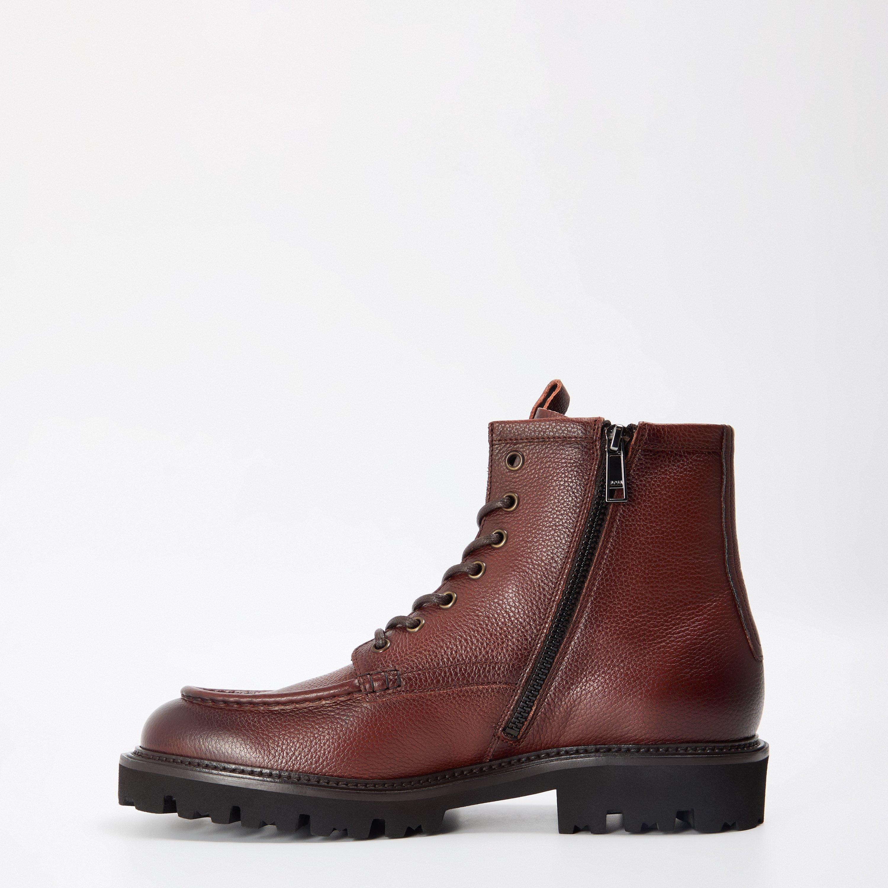 Medium Brown - Boss - Men's Halb Ankle Boots, Comfortable Side Zip - 2