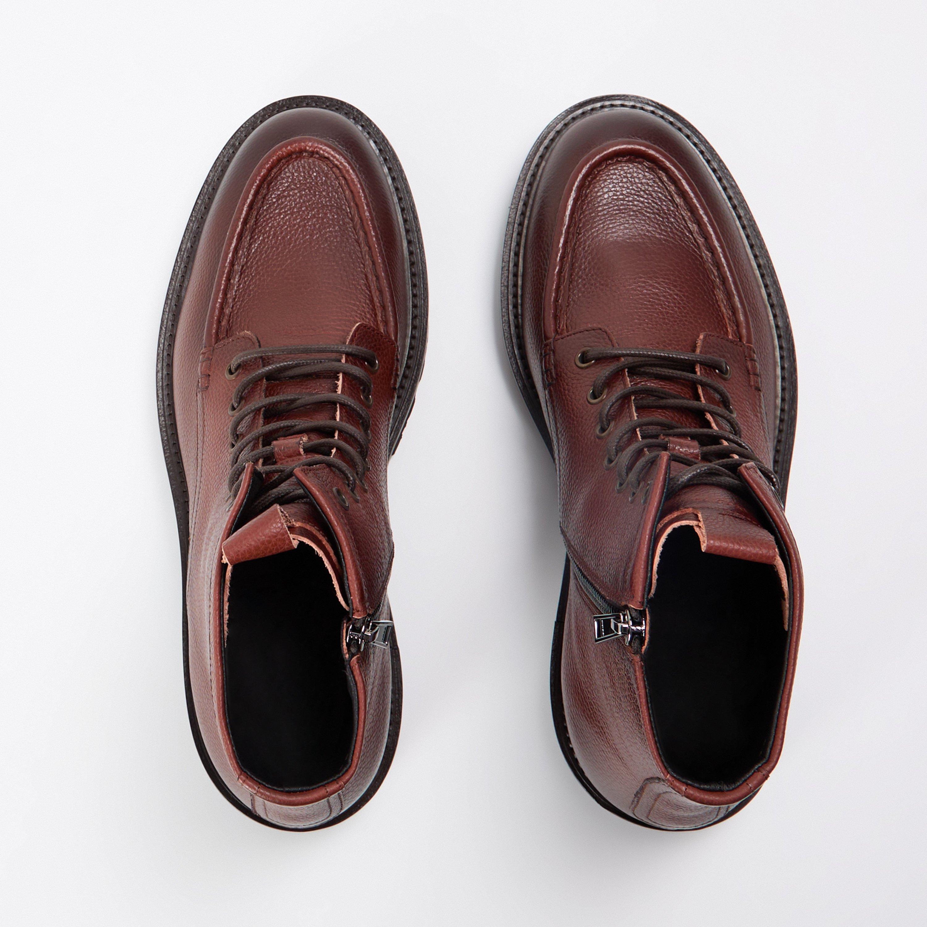 Medium Brown - Boss - Men's Halb Ankle Boots, Comfortable Side Zip - 6