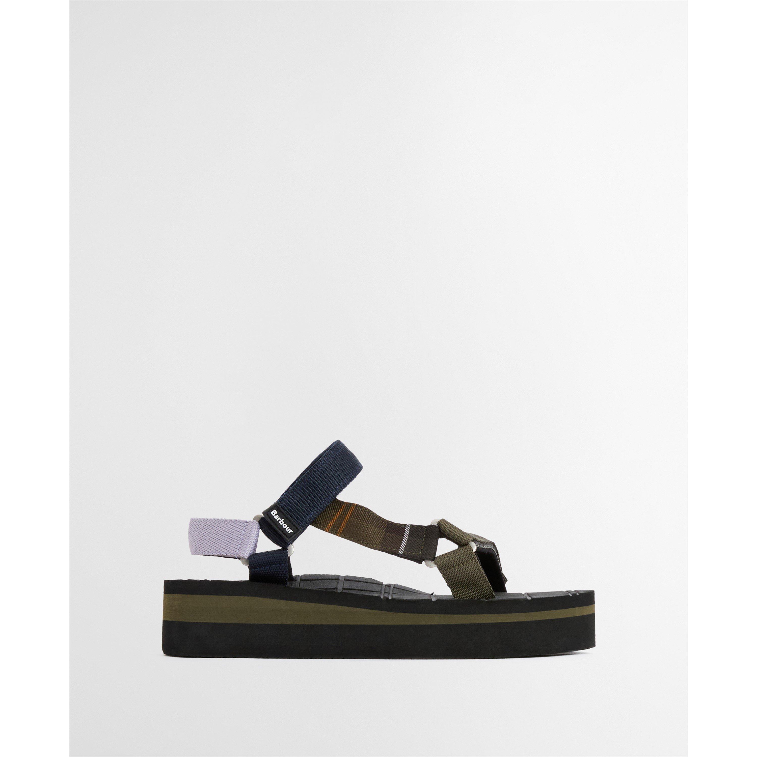 Olive/Tartan - Barbour - Womens Mila Flatform Sandals - 1