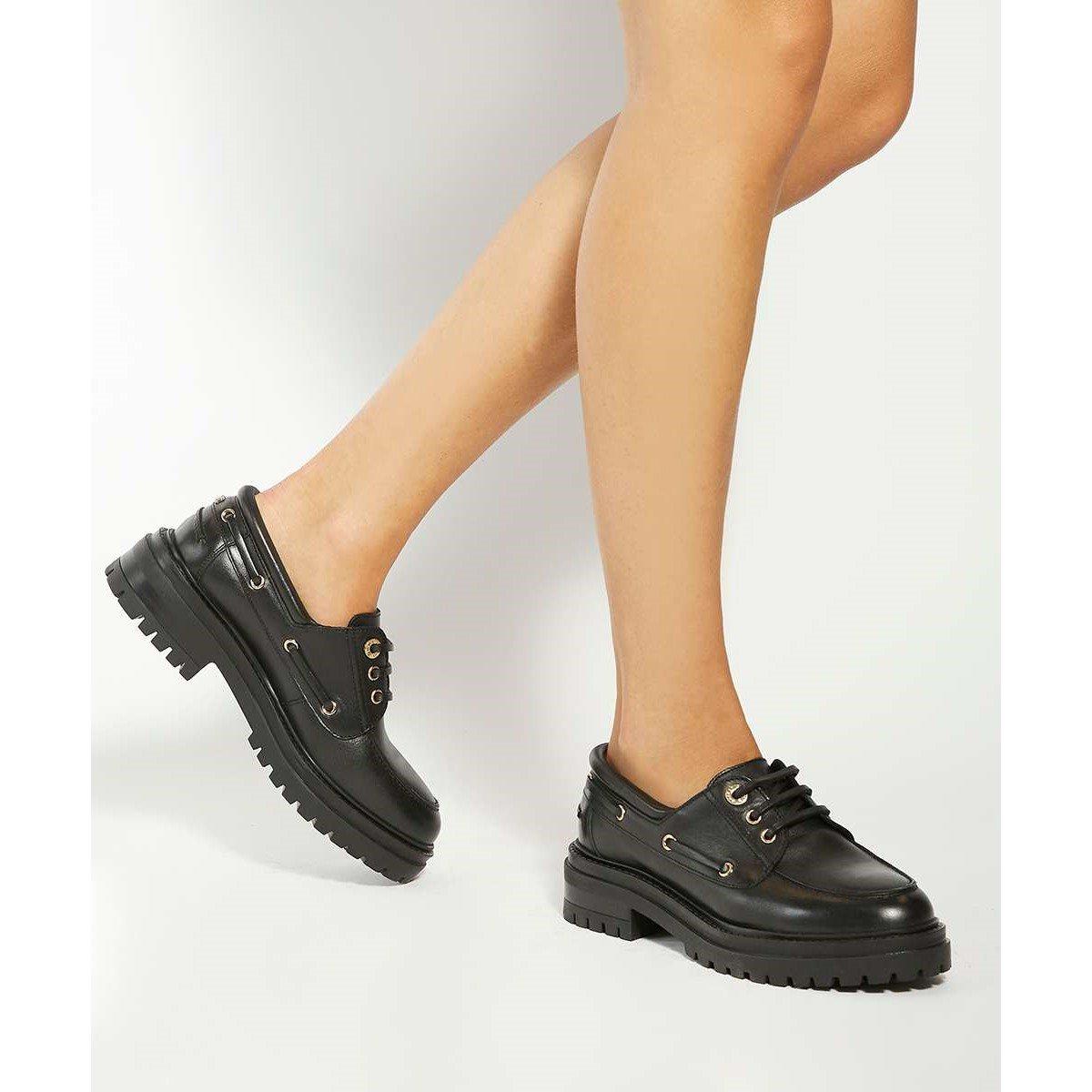 Black Leather - Dune London - Women's Glazit Loafers - 5