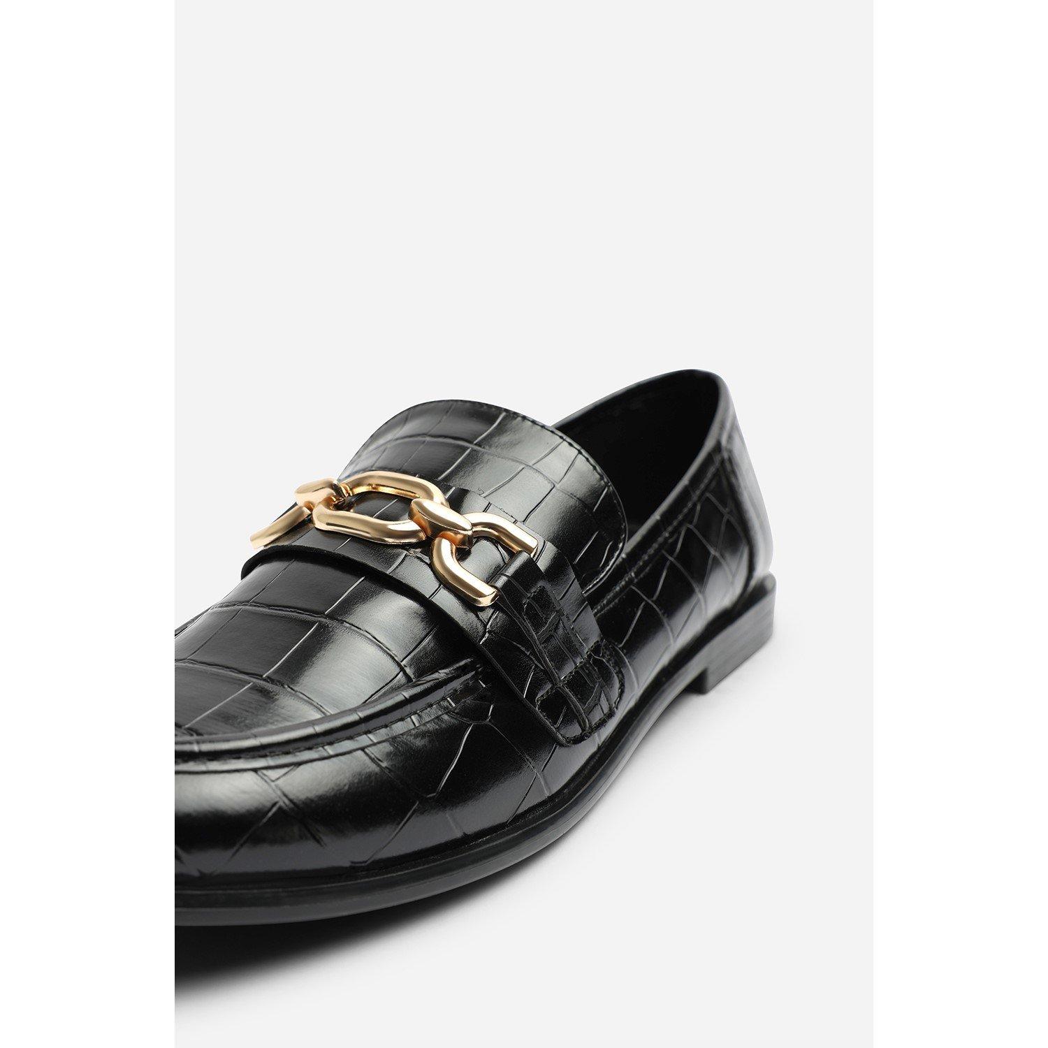 Cocodrilo negro - Wheres That From - Where’s Chain Trim Detail Flat Loafers - 6