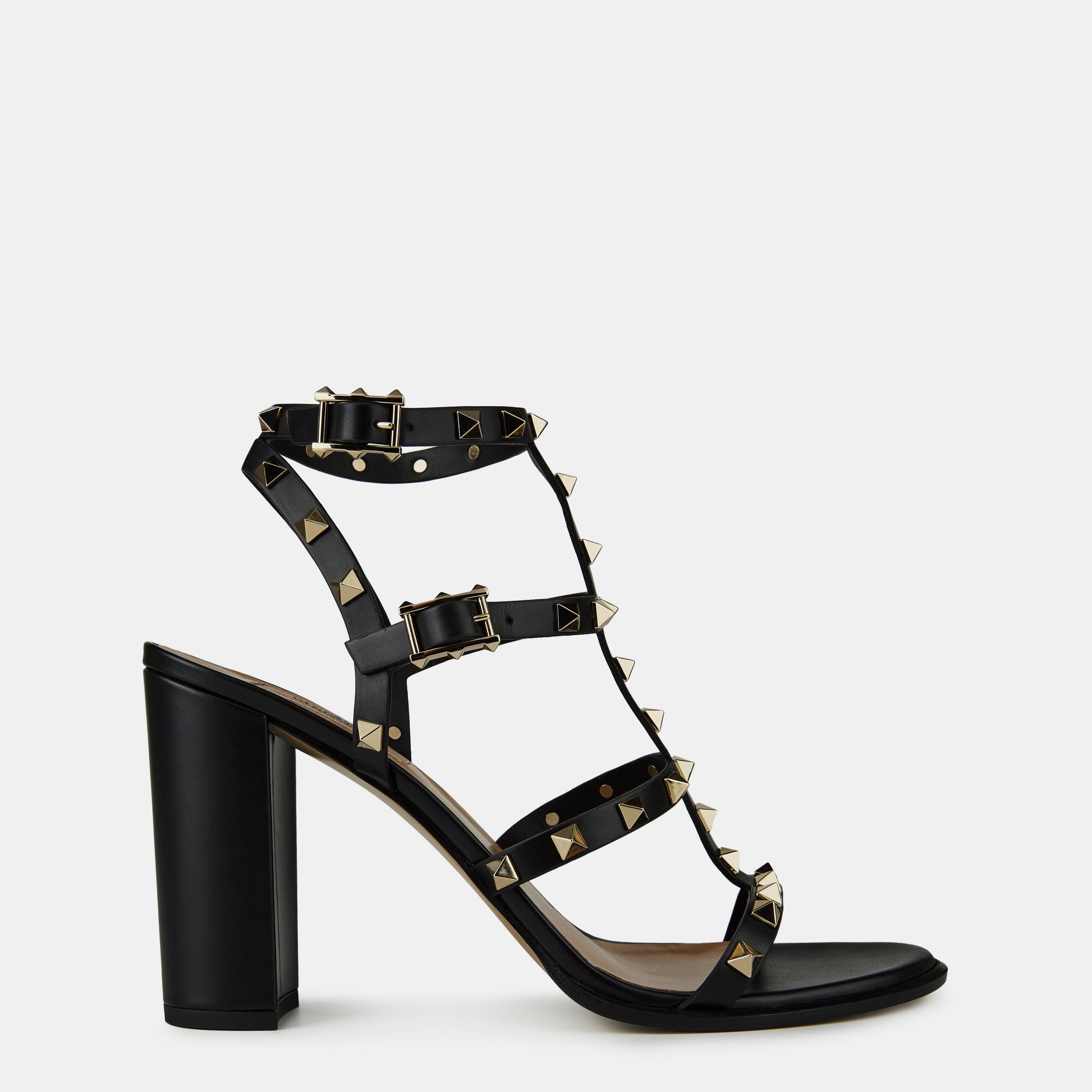 Black 0NO - Valentino Garavani - Rockstud Ankle Strap Sandals - 1