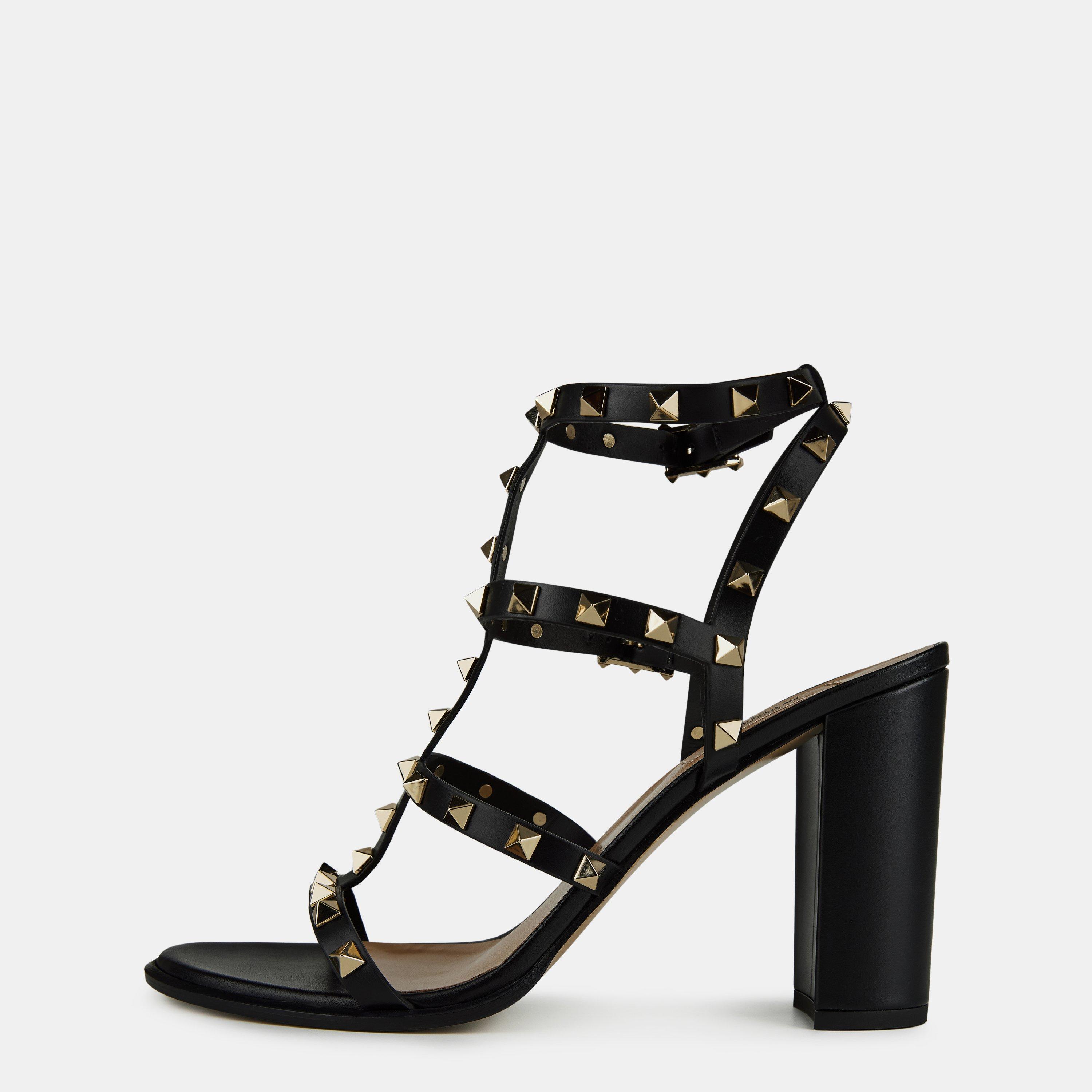 Black 0NO - Valentino Garavani - Rockstud Ankle Strap Sandals - 2
