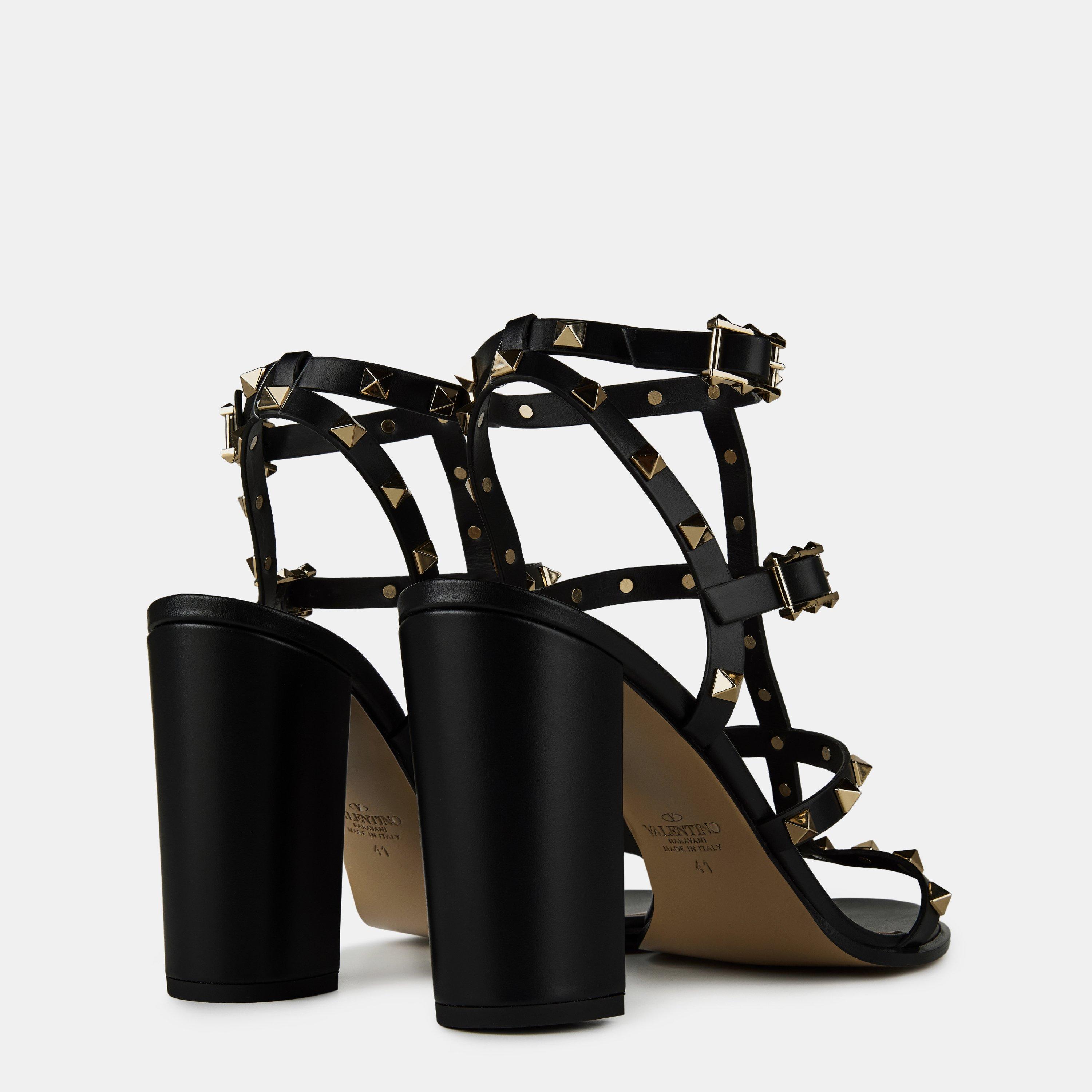 Black 0NO - Valentino Garavani - Rockstud Ankle Strap Sandals - 5