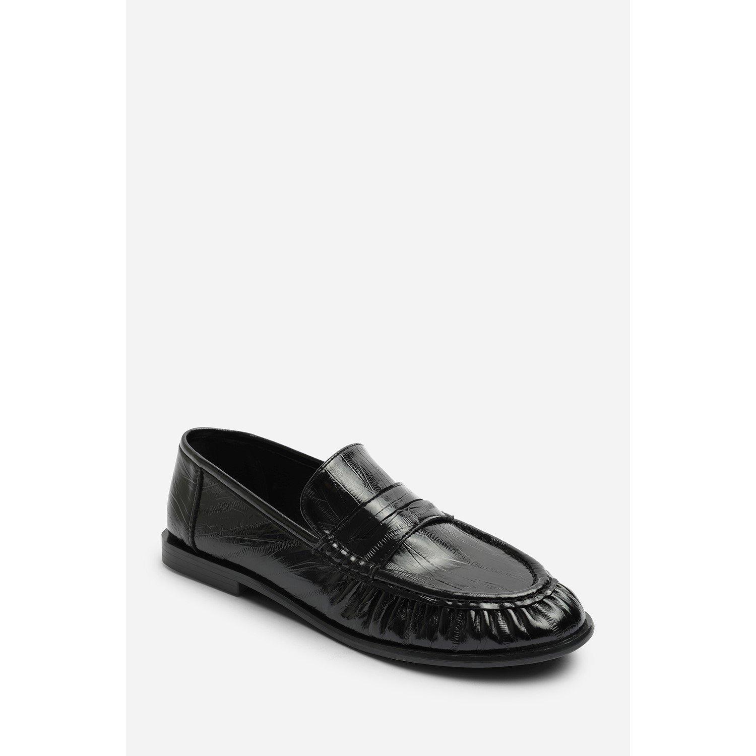 PU negro - Wheres That From - Wheres Ruched Detail Flat Penny Loafers - 3