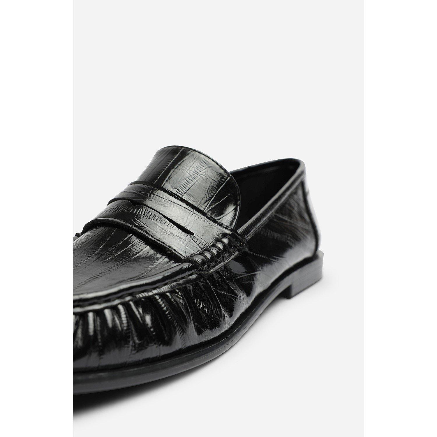 PU negro - Wheres That From - Wheres Ruched Detail Flat Penny Loafers - 6