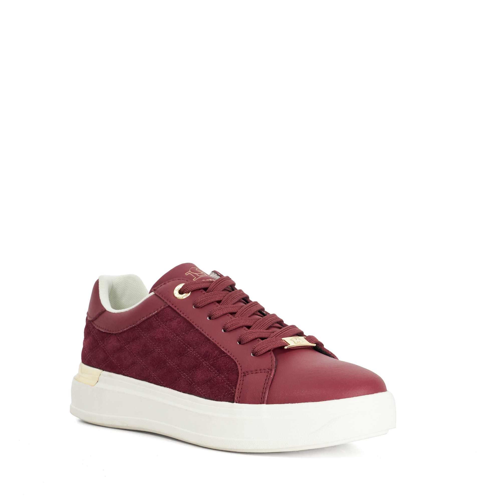 Burgundy Suede - Dune London - Women's Elba Platform Trainers - 2