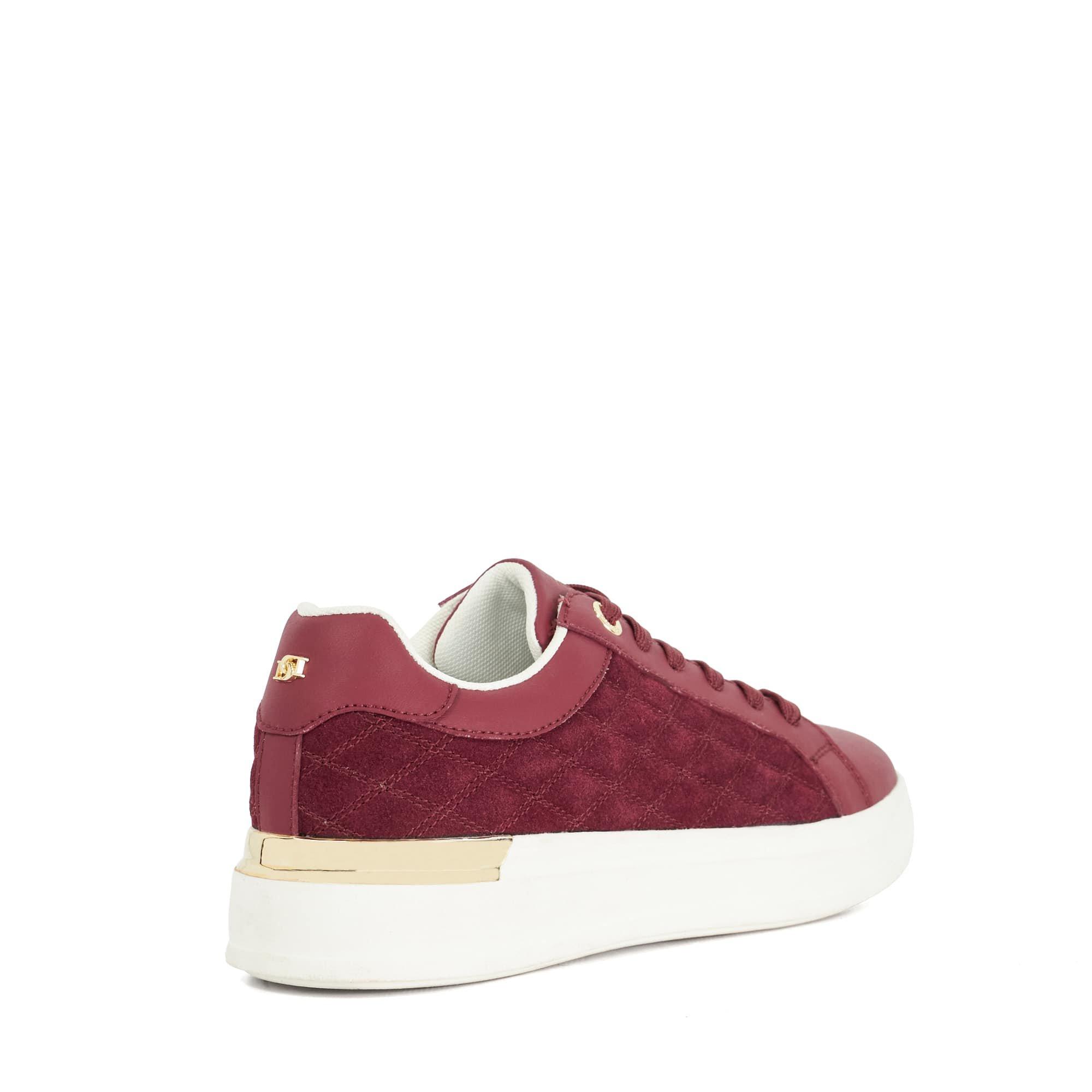Burgundy Suede - Dune London - Women's Elba Platform Trainers - 3