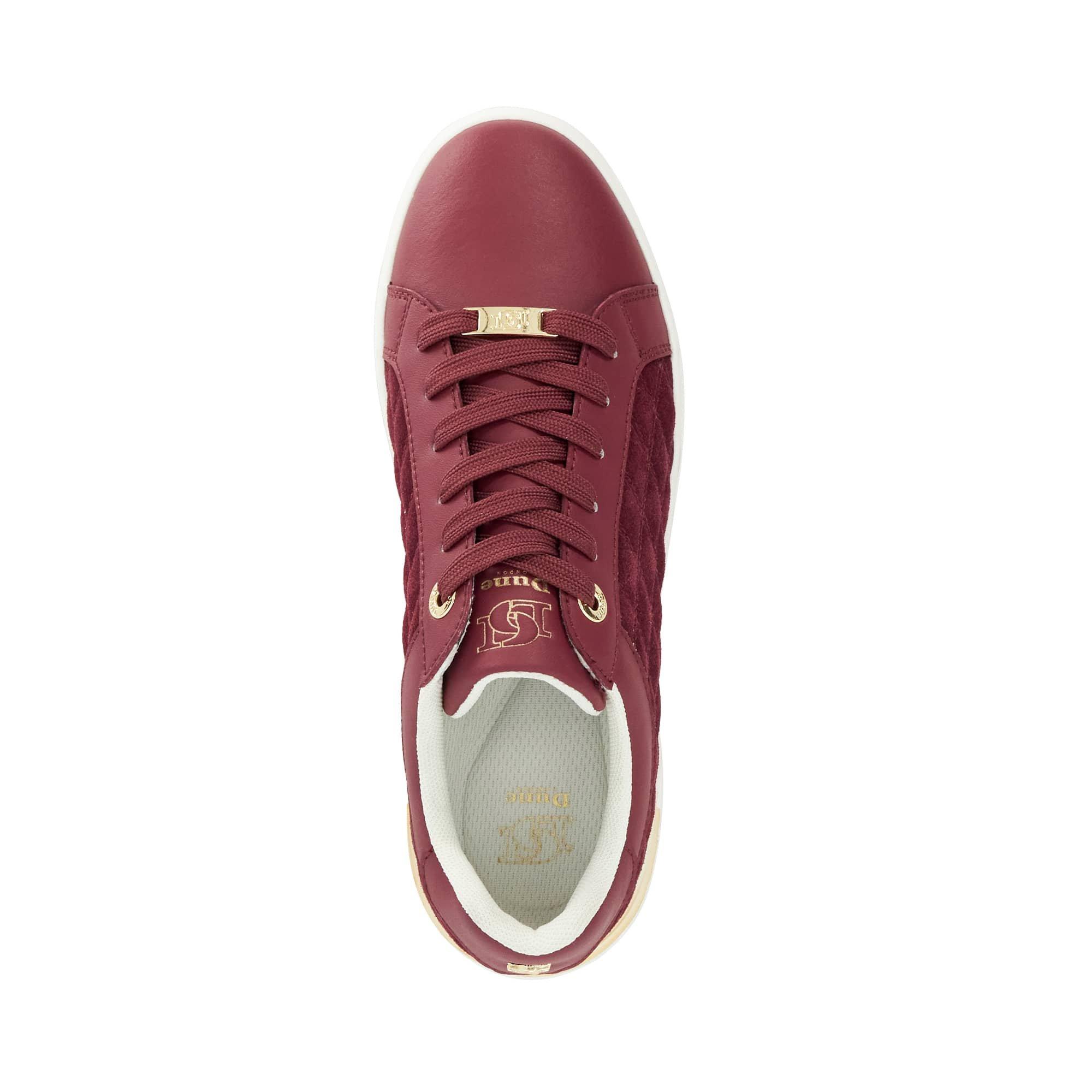 Burgundy Suede - Dune London - Women's Elba Platform Trainers - 4