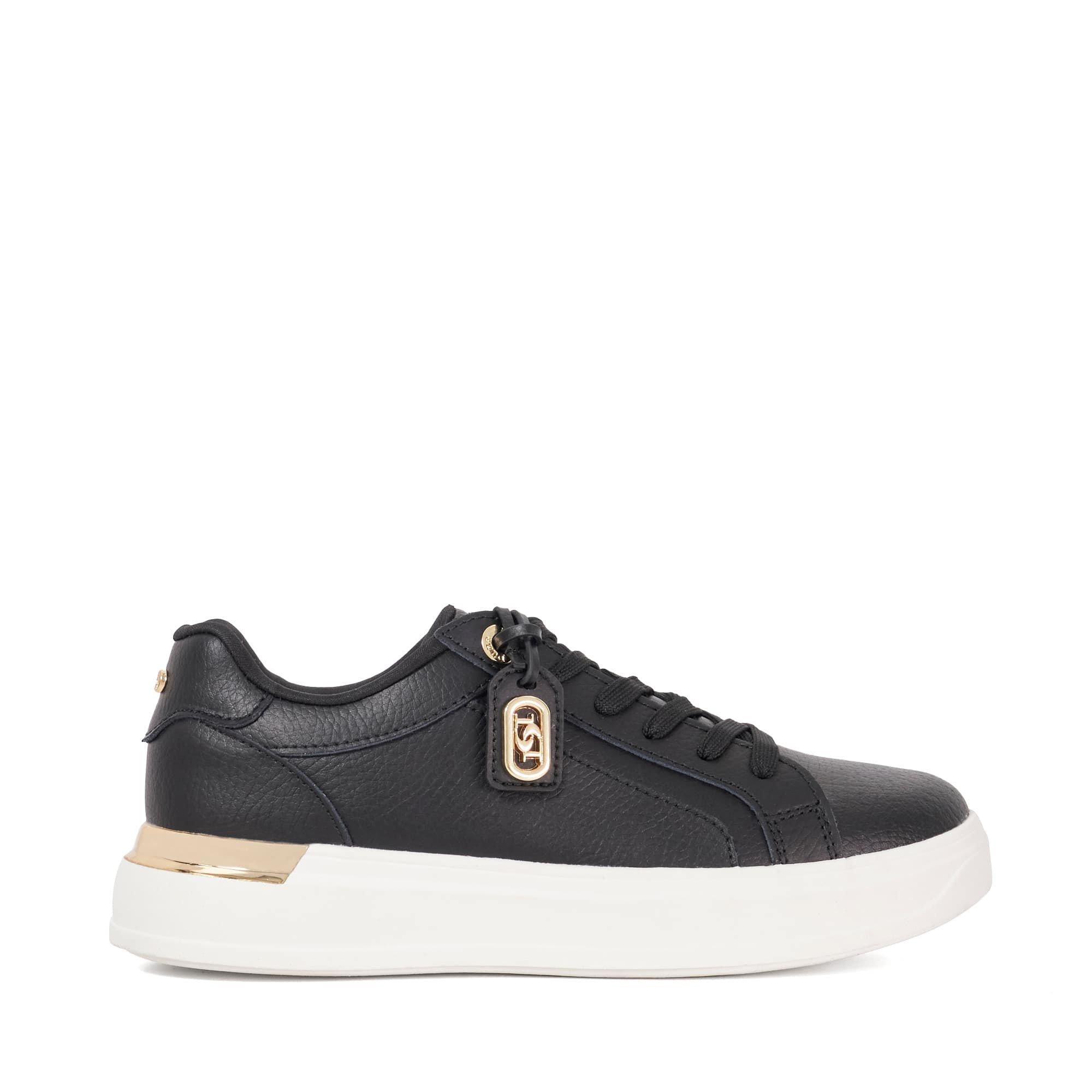 Black Leather - Dune London - Women's Ekino Platform Trainers - 1