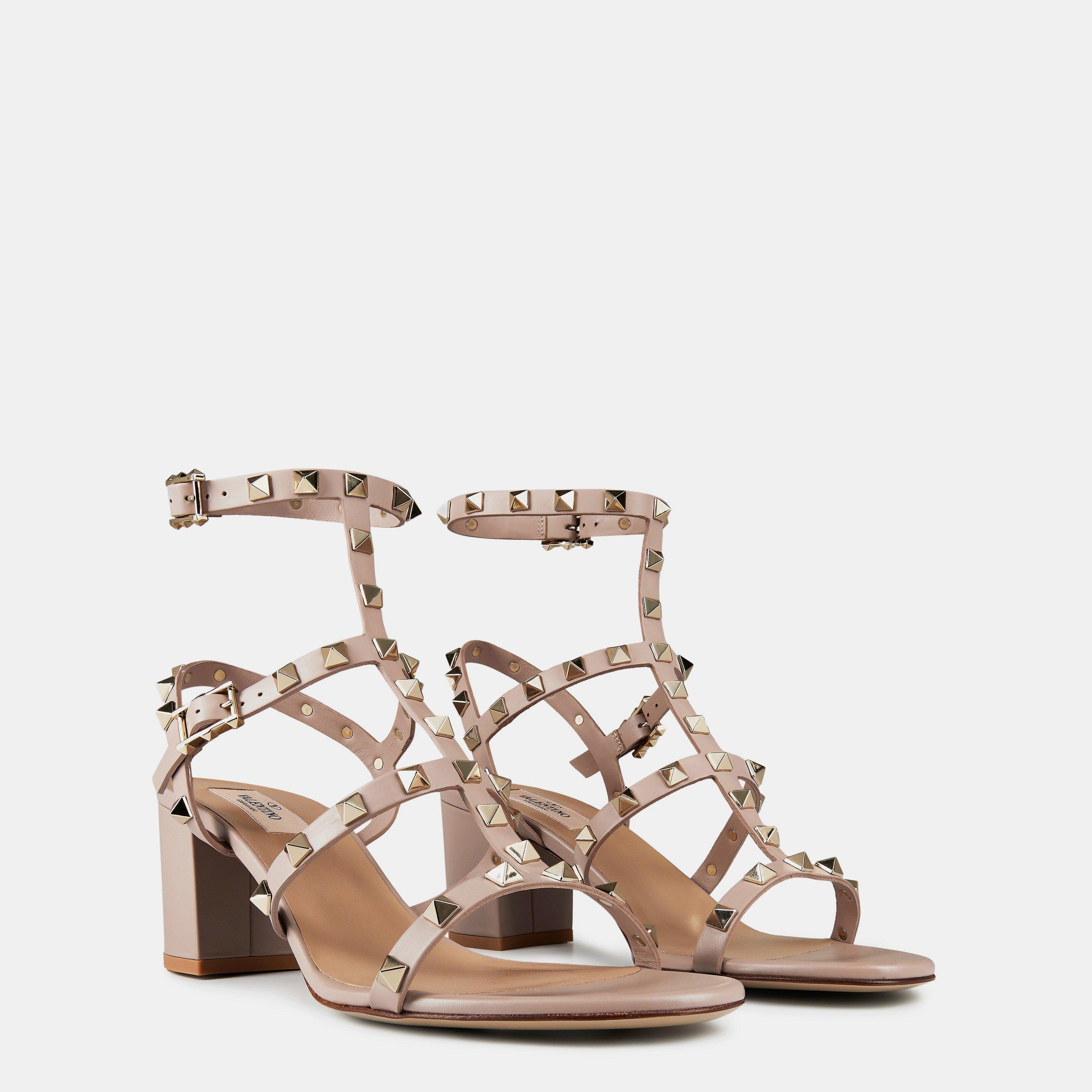 Poudre P45 - Valentino Garavani - Rockstud Calfskin Ankle Strap Sandals - 4