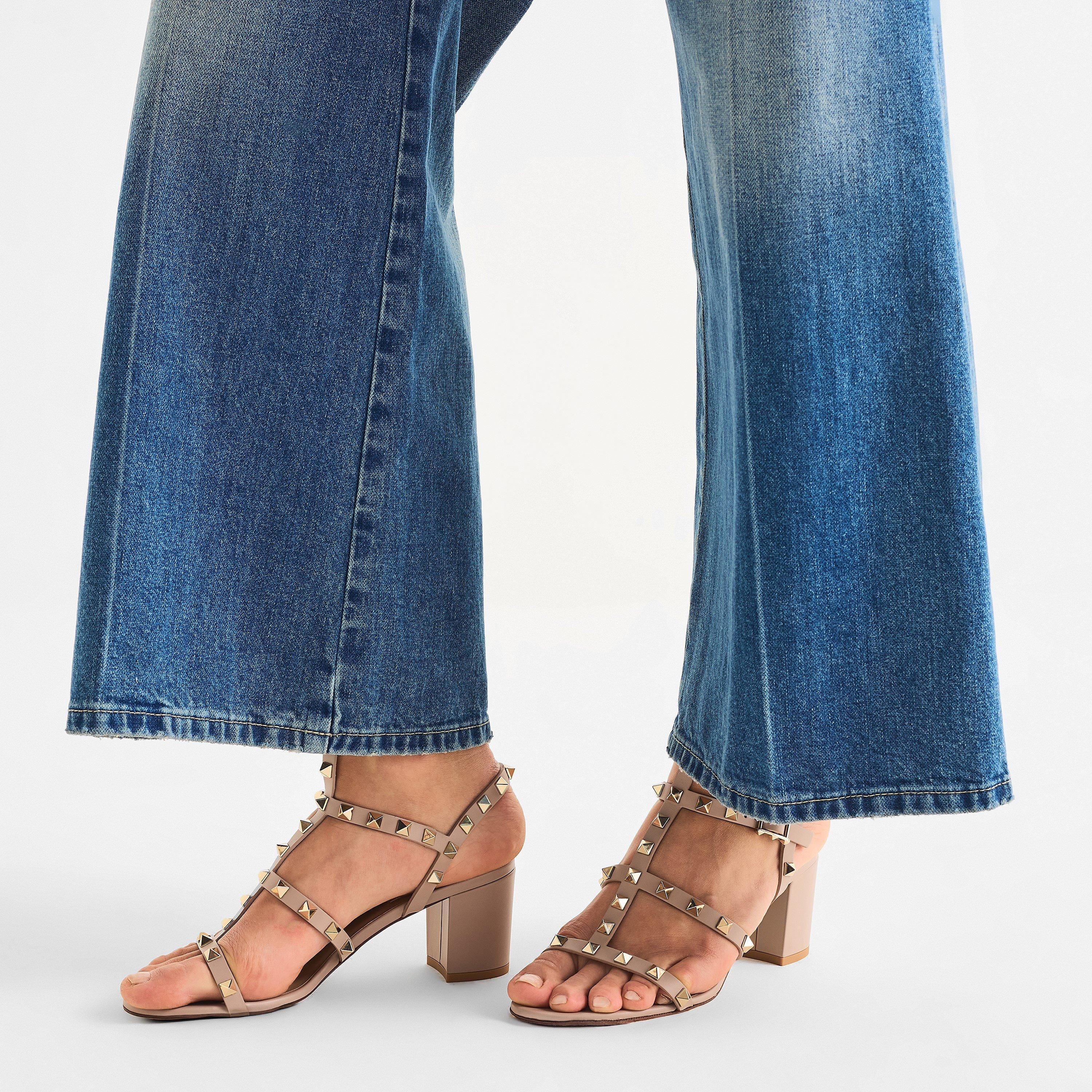 Poudre - Valentino Garavani - Rockstud Calfskin Ankle Strap Sandals - 3
