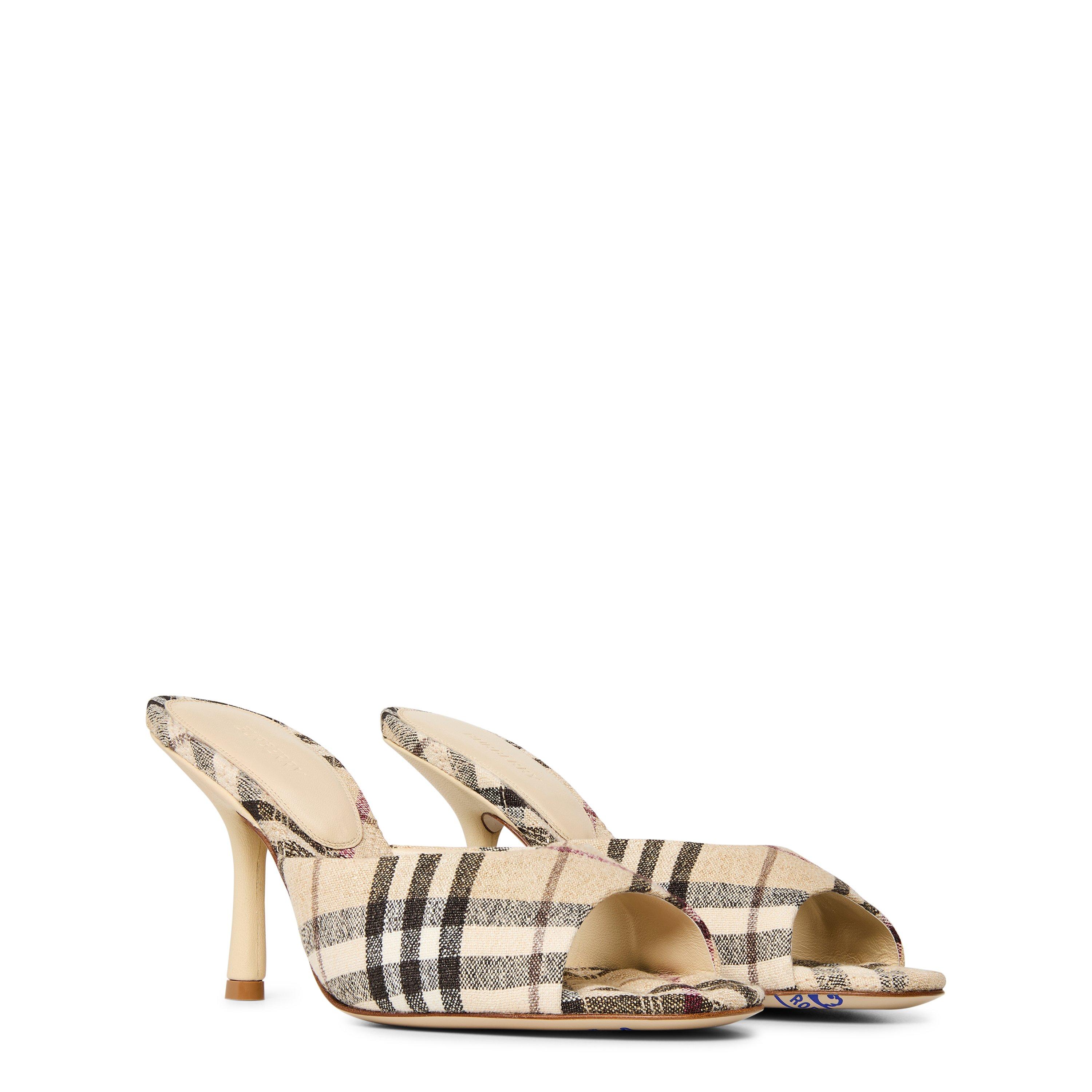 Alabaster - Burberry - Check 90mm Mews High Mules - 3