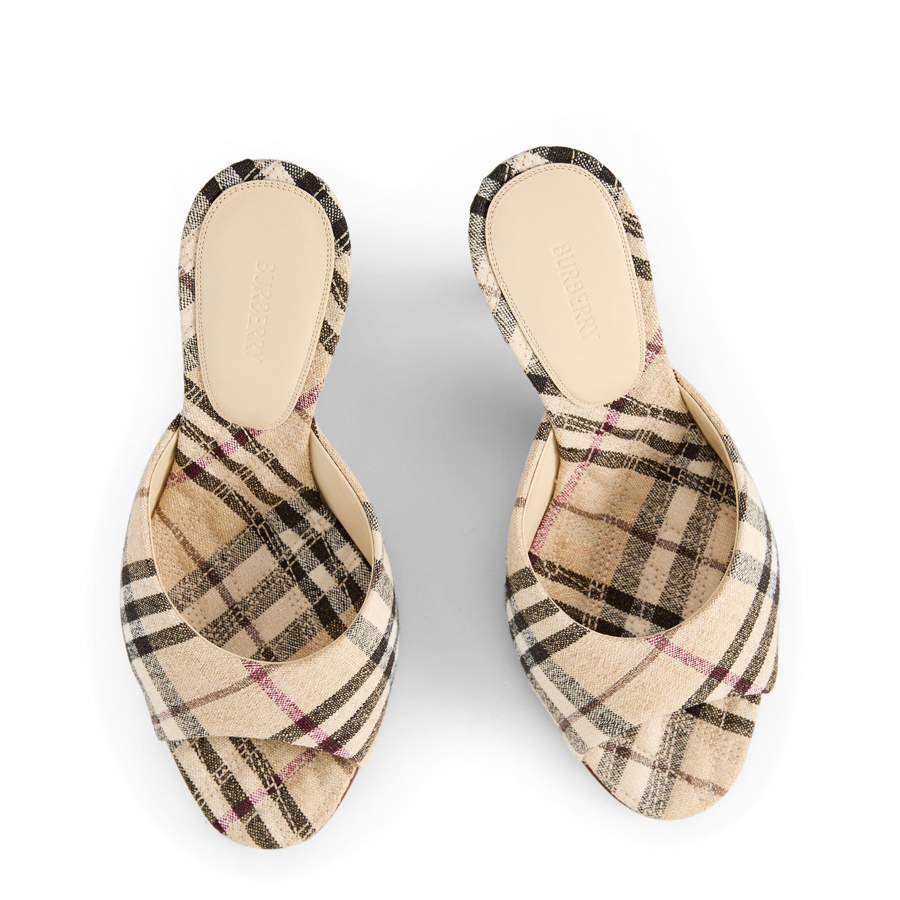 Alabaster - Burberry - Check 90mm Mews High Mules - 5