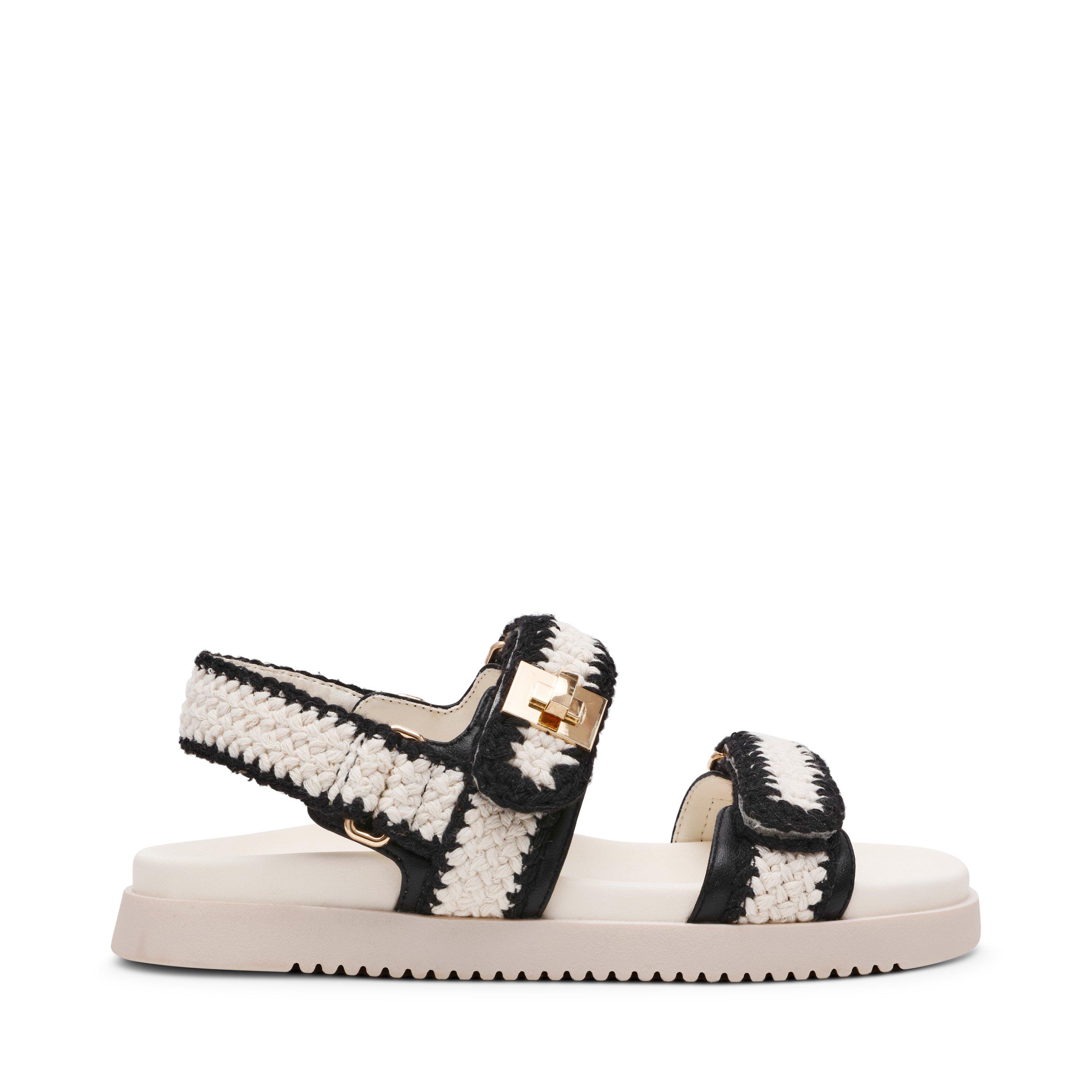 Steve Madden Women's Flat Sandal - Black/White - 4 (37)