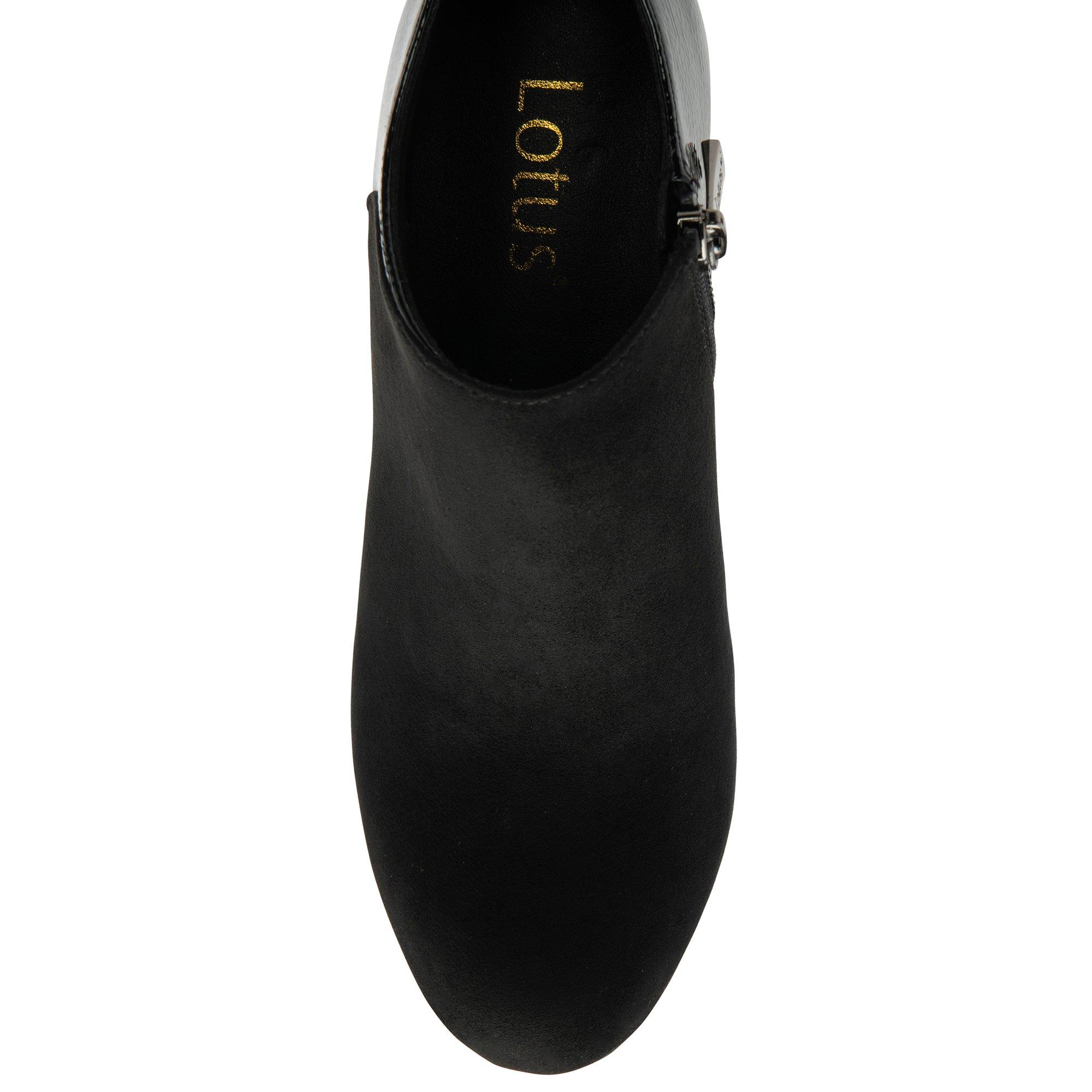 Preto/Patente - Lotus Shoes - Lotus Allie Black & Patent Stiletto Heel Shoe-Boots - 4