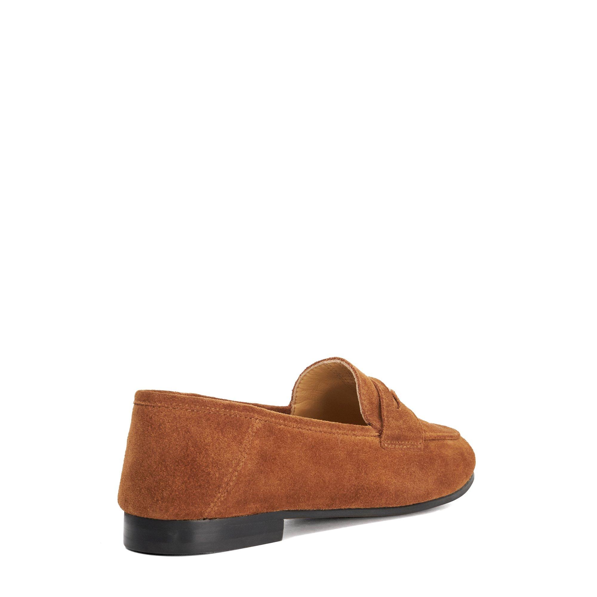 Dark Tan Suede - Dune London - Women's Greek Loafers - 3