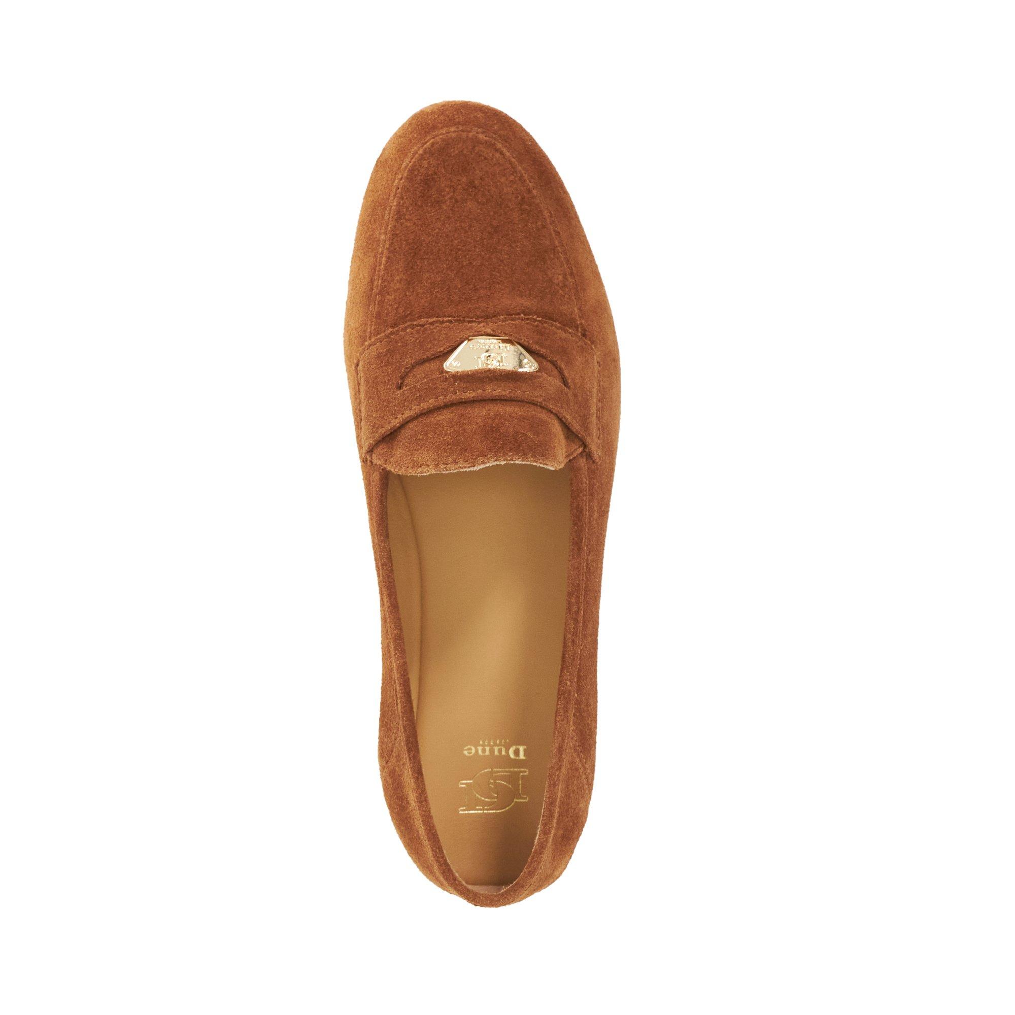 Dark Tan Suede - Dune London - Women's Greek Loafers - 4