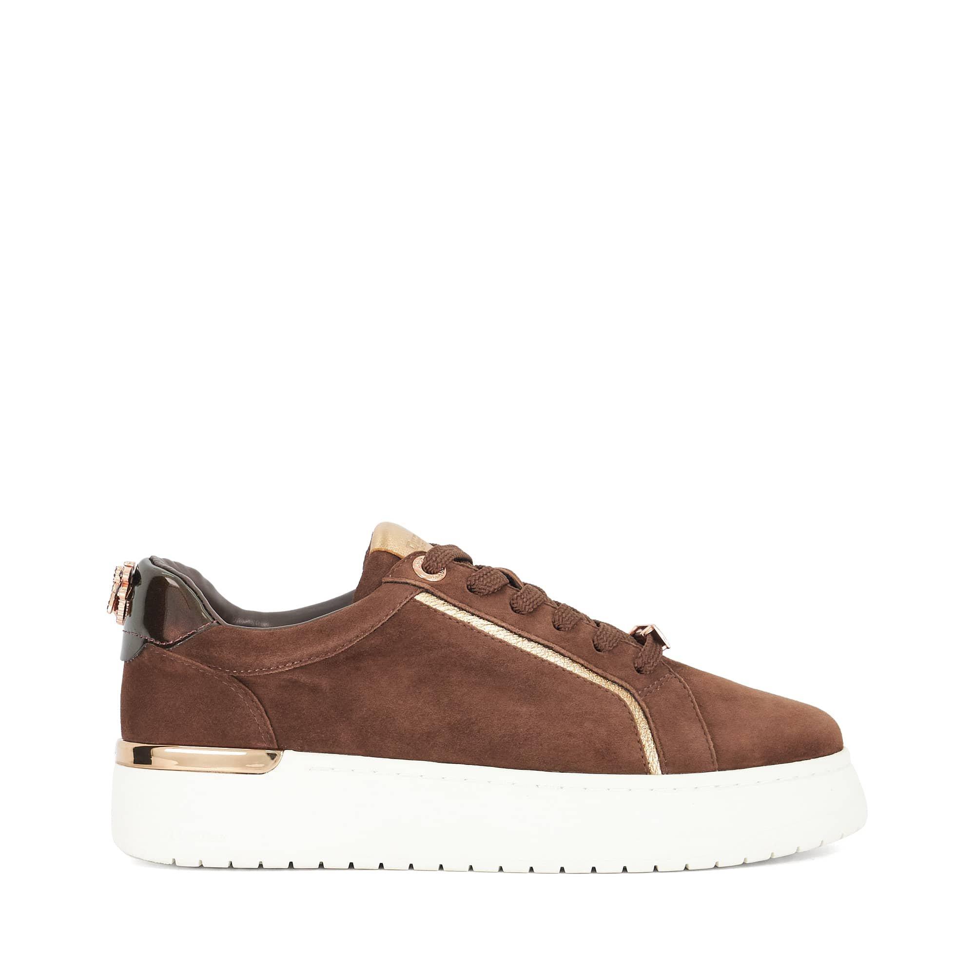 Brown Suede - Dune London - Women's Emmelino Platform Trainers - 1