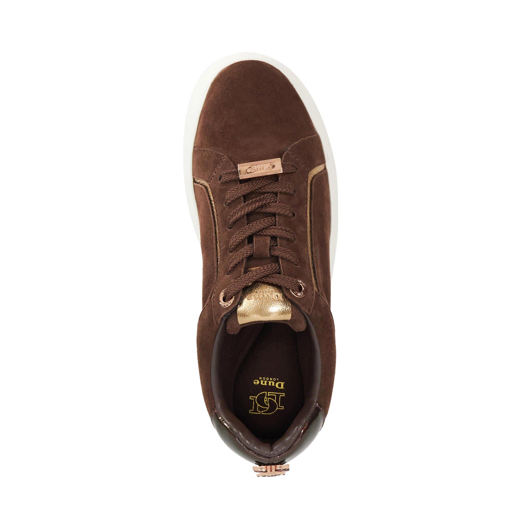 Brown Suede - Dune London - Women's Emmelino Platform Trainers - 4