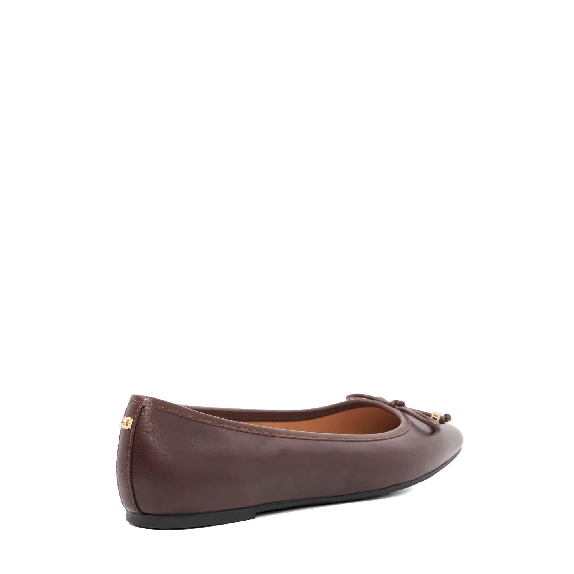 Brown Leather - Dune London - Women's Hennie Flat Mules - 3