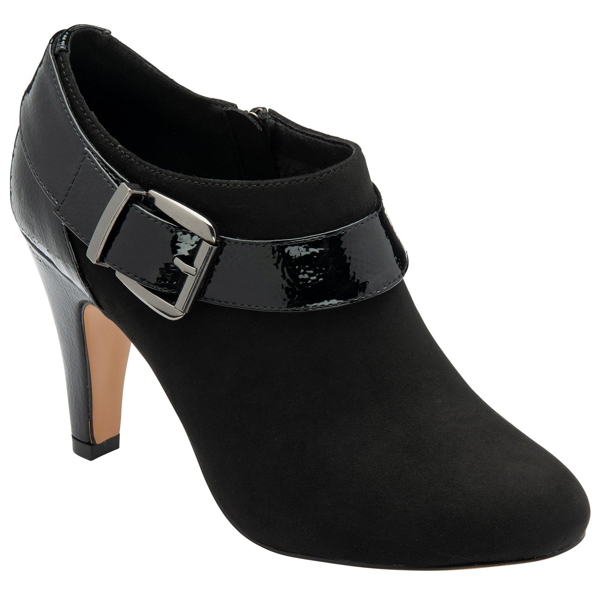 Black - Lotus Shoes - Zyla Black Zip-Up Stiletto Heeled Shoe-Boots - 1