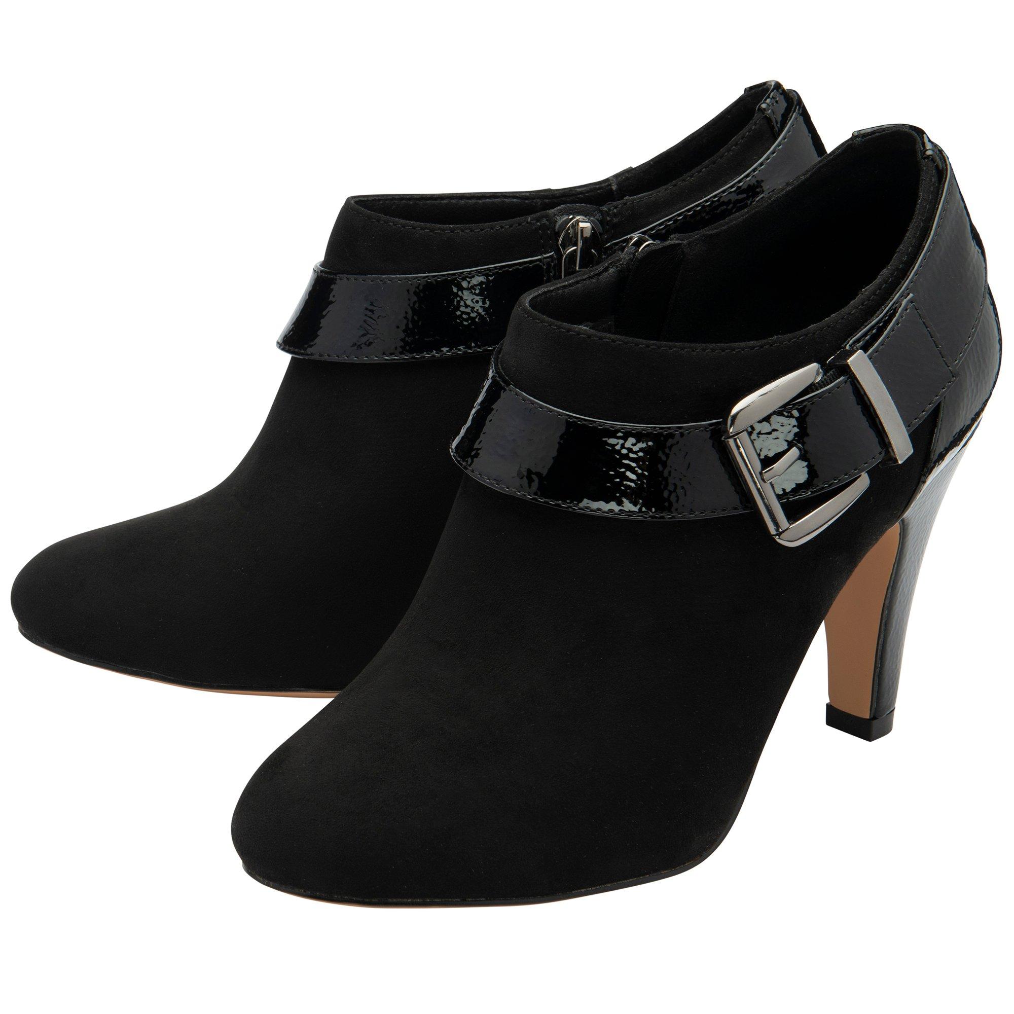 Black - Lotus Shoes - Lotus Zyla Black Zip-Up Stiletto Heeled Shoe-Boots - 2