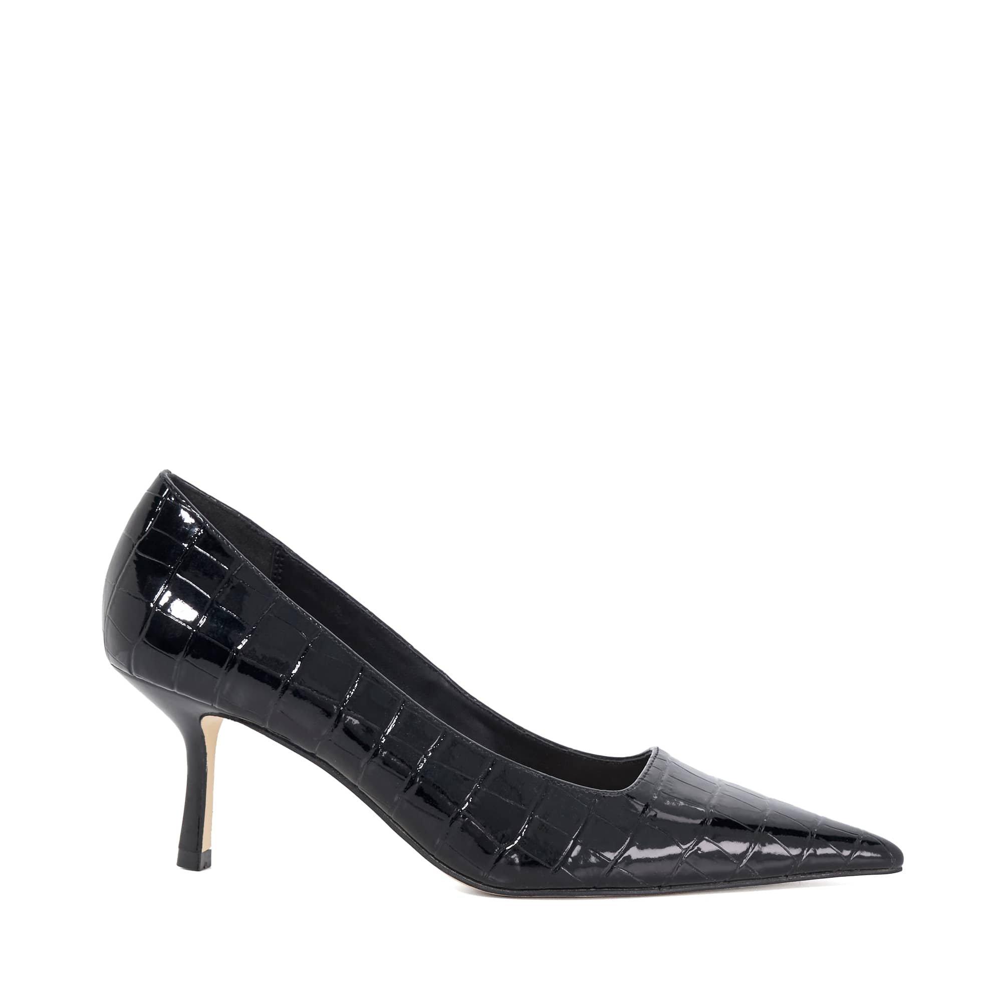 Dune London Women's Bexton Pointed Toe Slip On Stiletto Court Shoes - Black Croc - 6 (39)