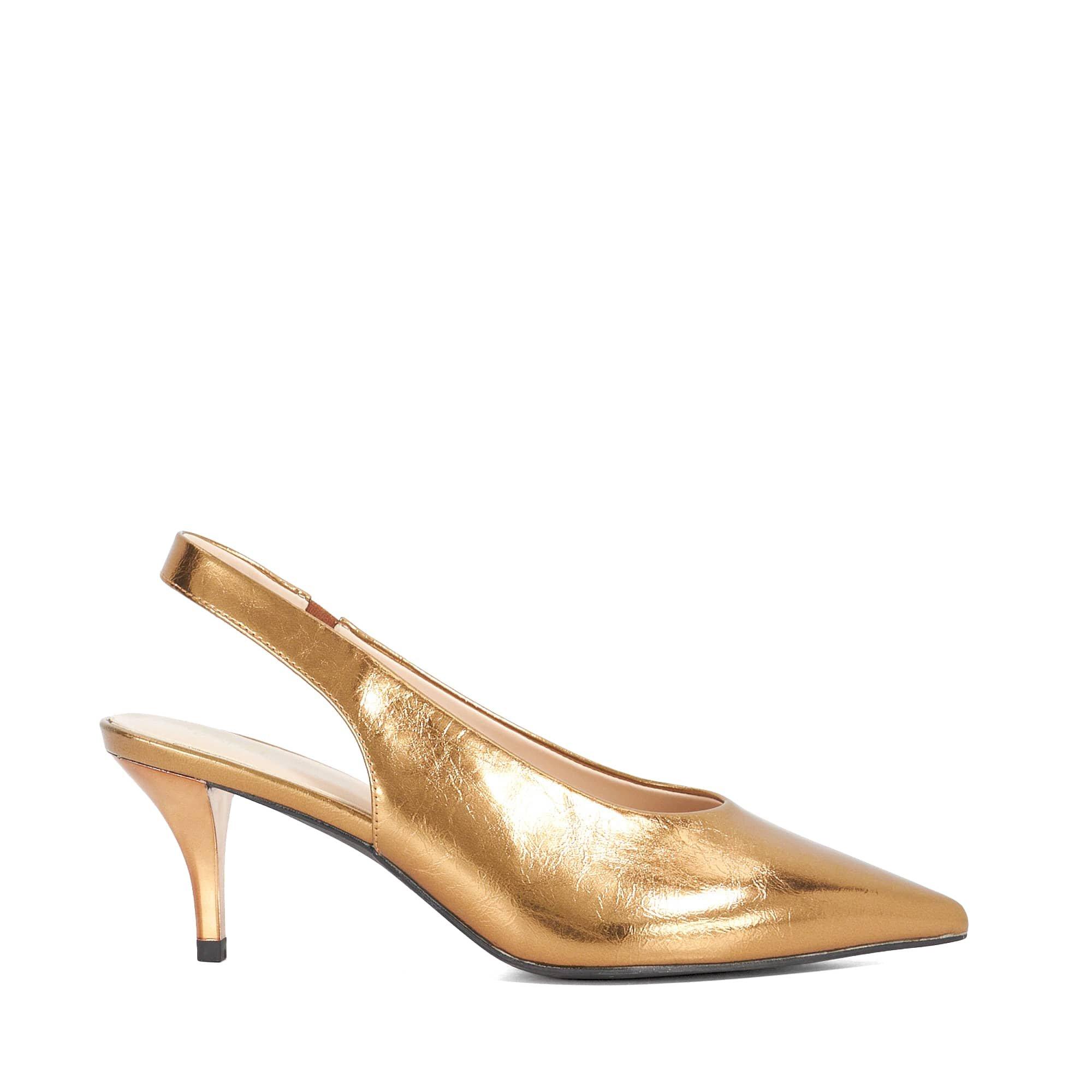 Bronze Synth - Dune London - Women's Cyra Kitten Heel Slingbacks - 1