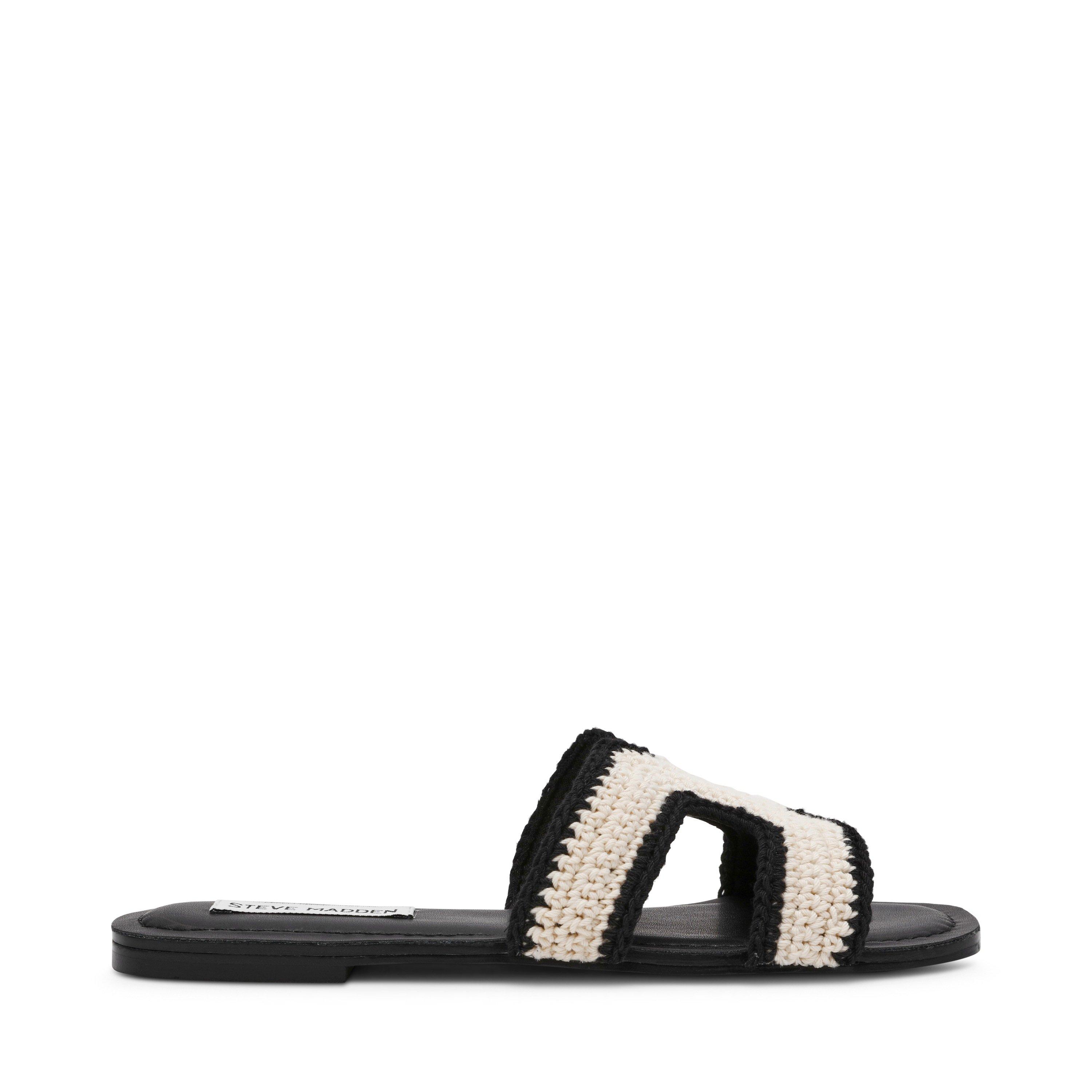 Steve Madden Women's Flat Sandals - Black/Bone - Size 6 (39)