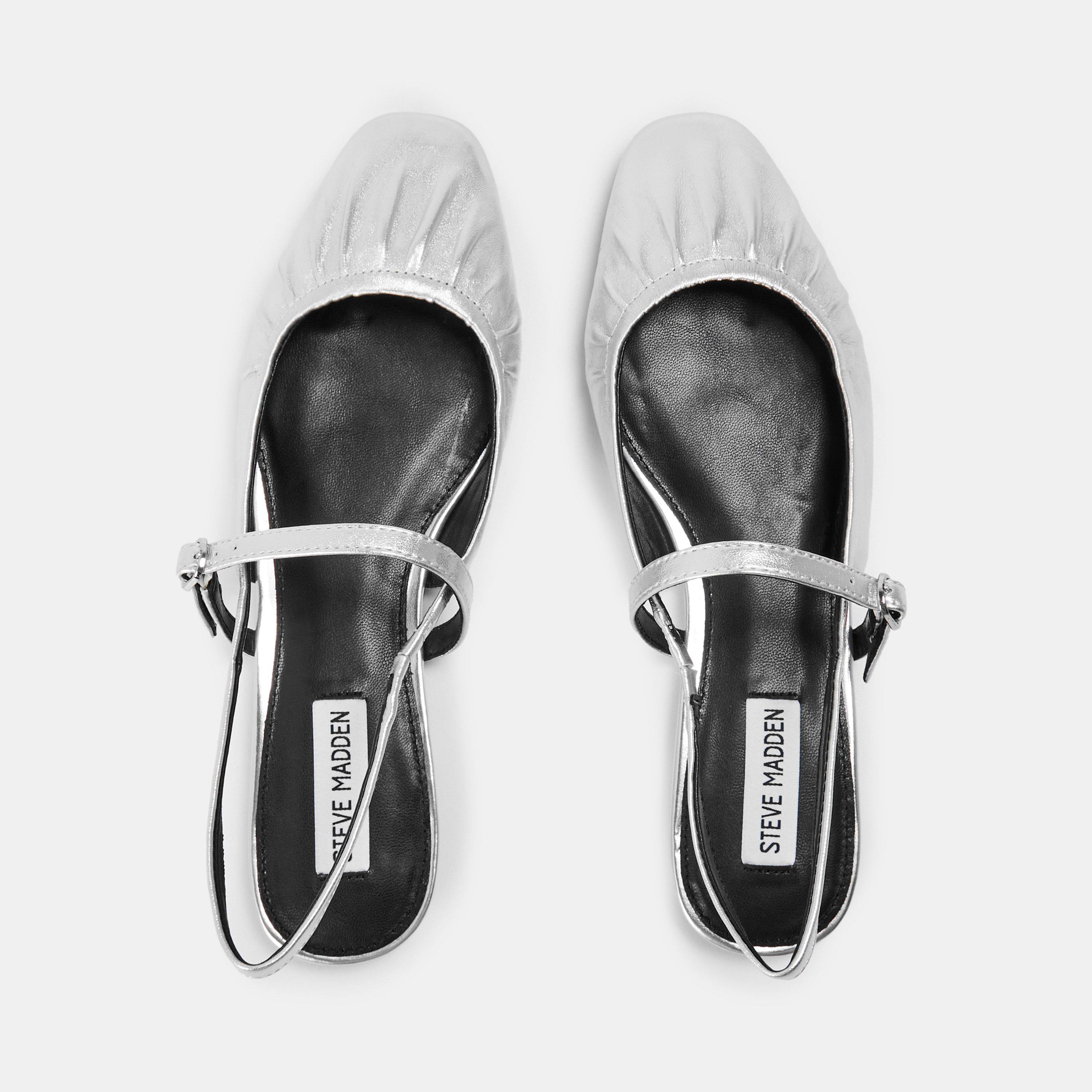 Silver Lthr - Steve Madden - Women's Garson Flat Sandals - 5
