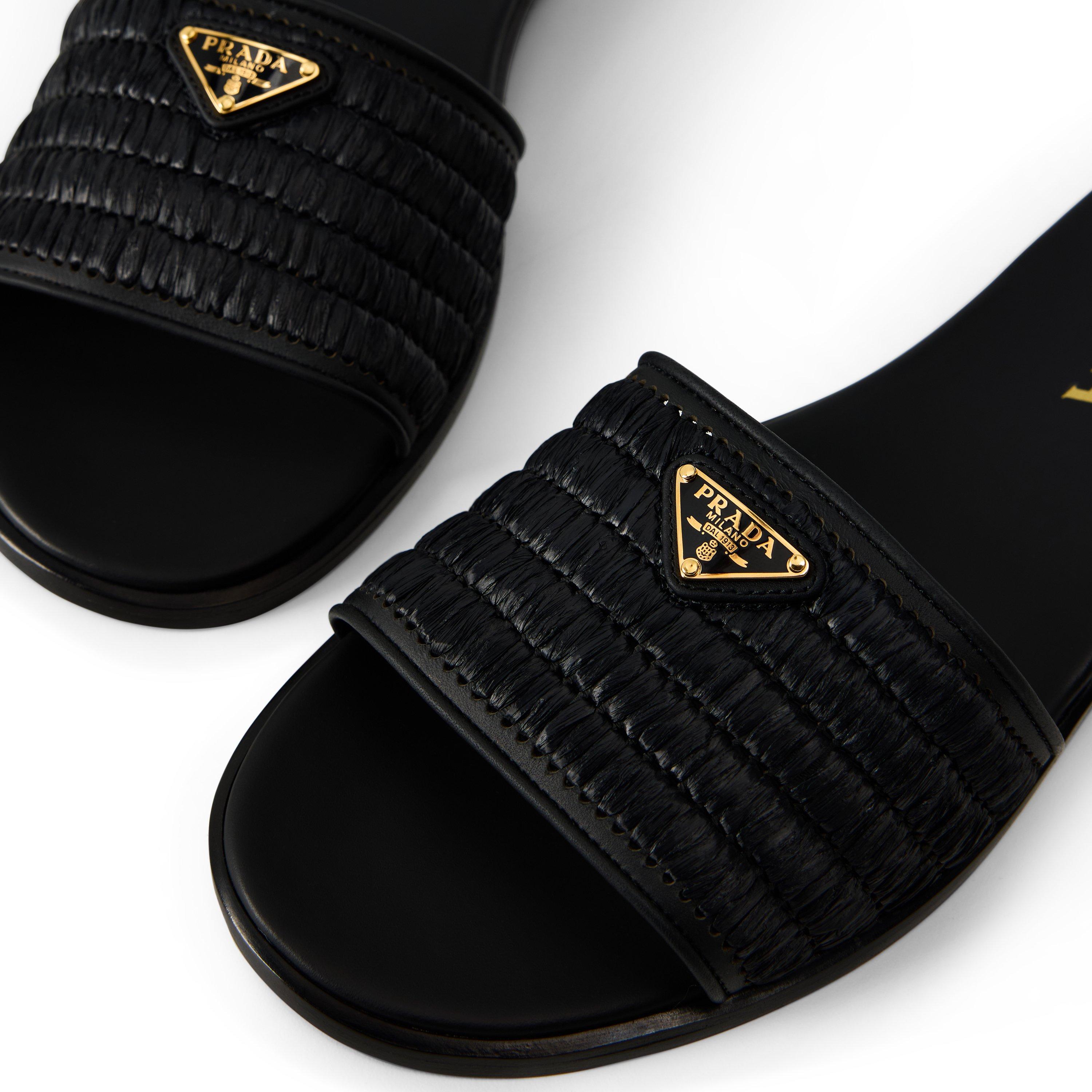Nero - Prada - Prada Raffia Slide Ld62 - 3