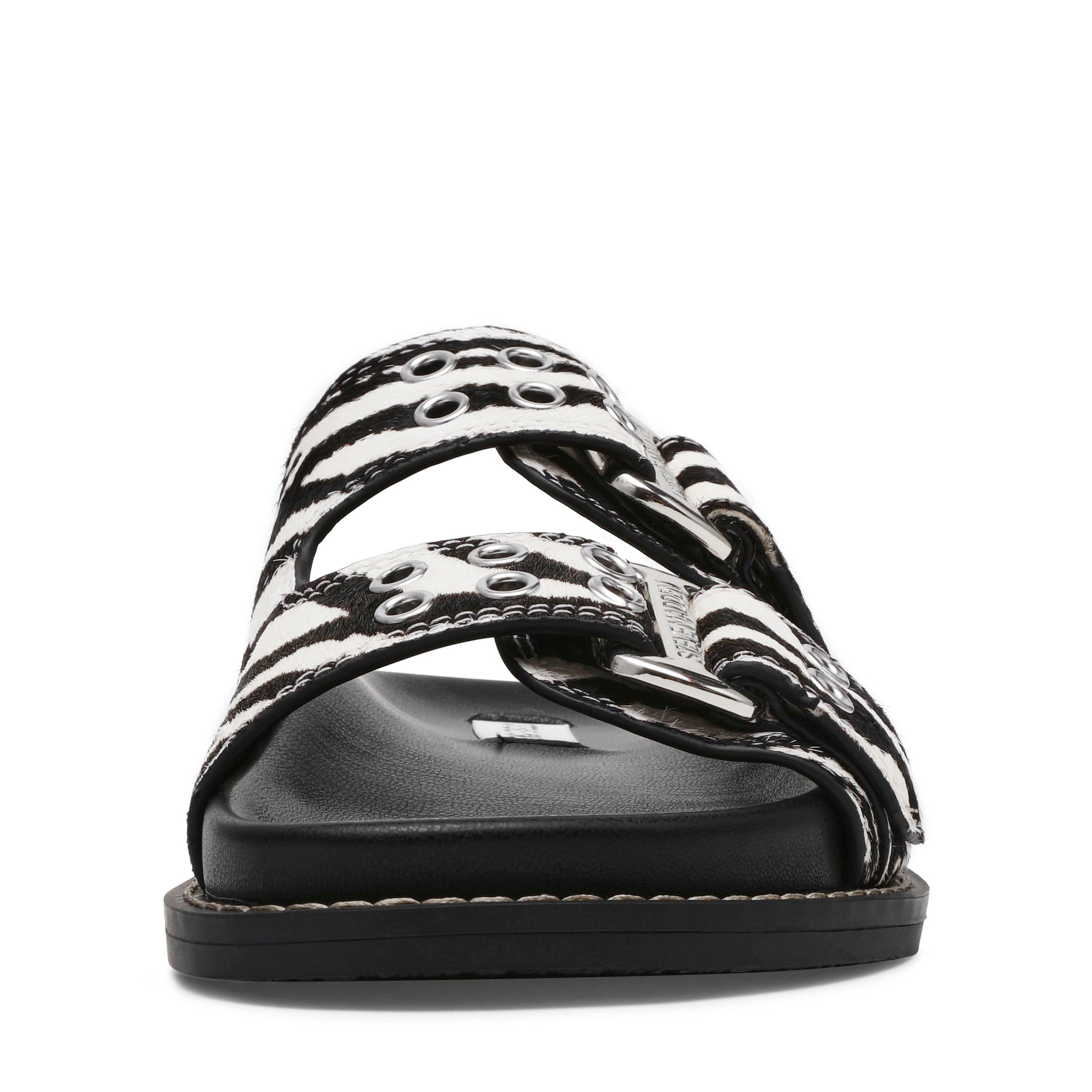 Zebra - Steve Madden - Women's Agent Zebra Flat Sandals - 4