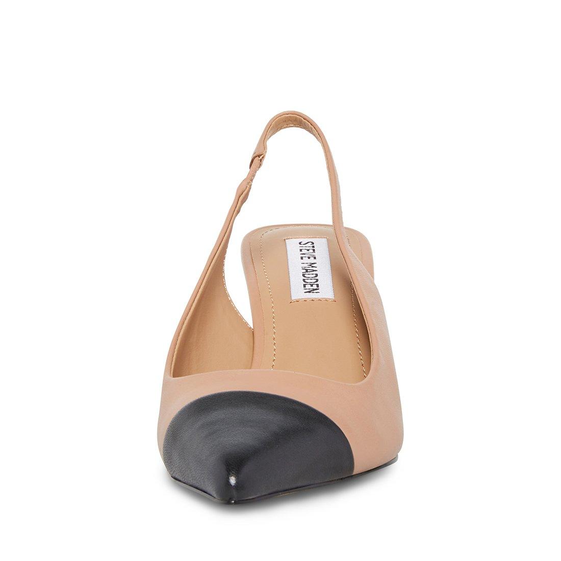Tan/Blk - Steve Madden - Women's Kling Slingback Block Heel Court Shoes - 4