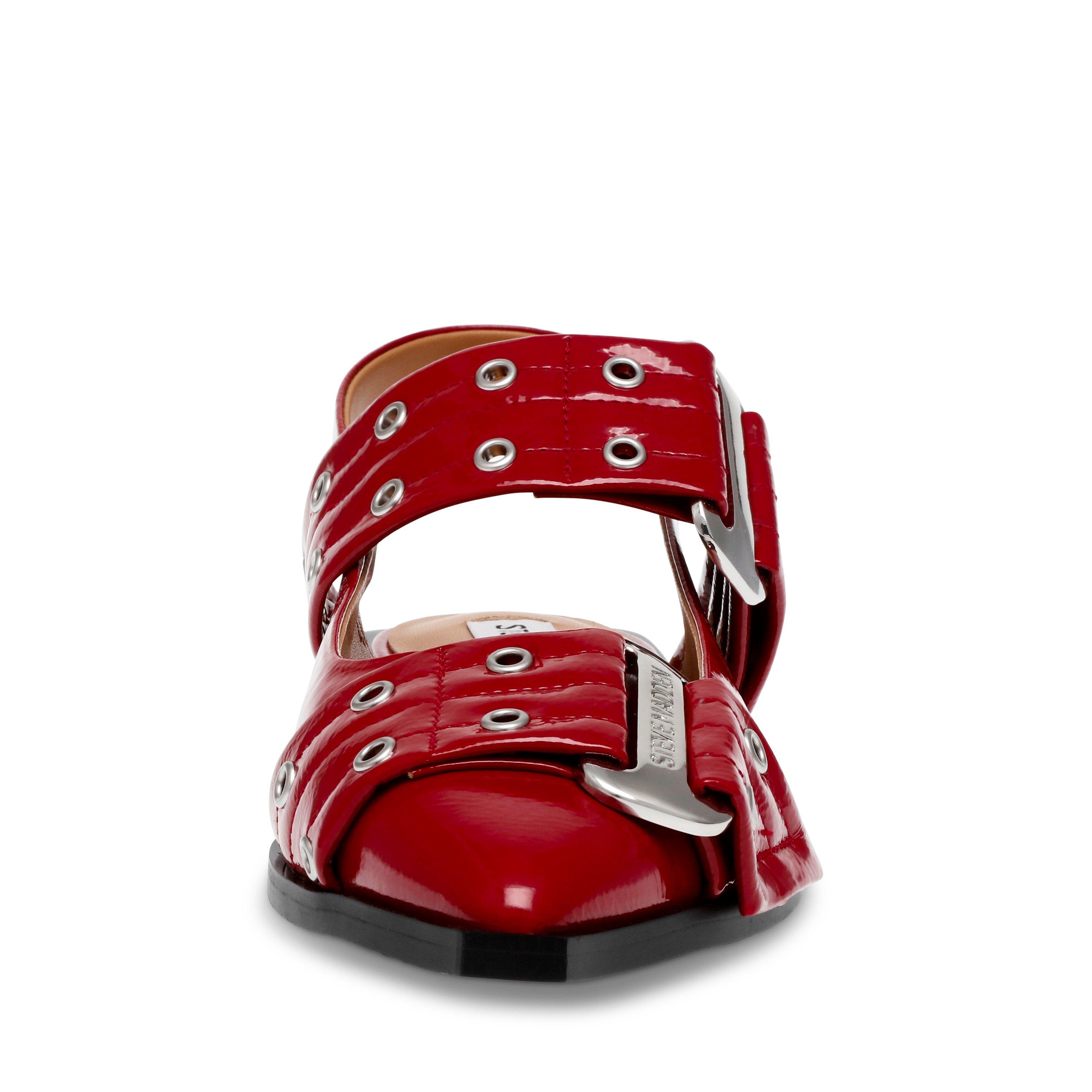 Red Patent - Steve Madden - Women's Grand Ave Buckle Ballet Pumps - 4