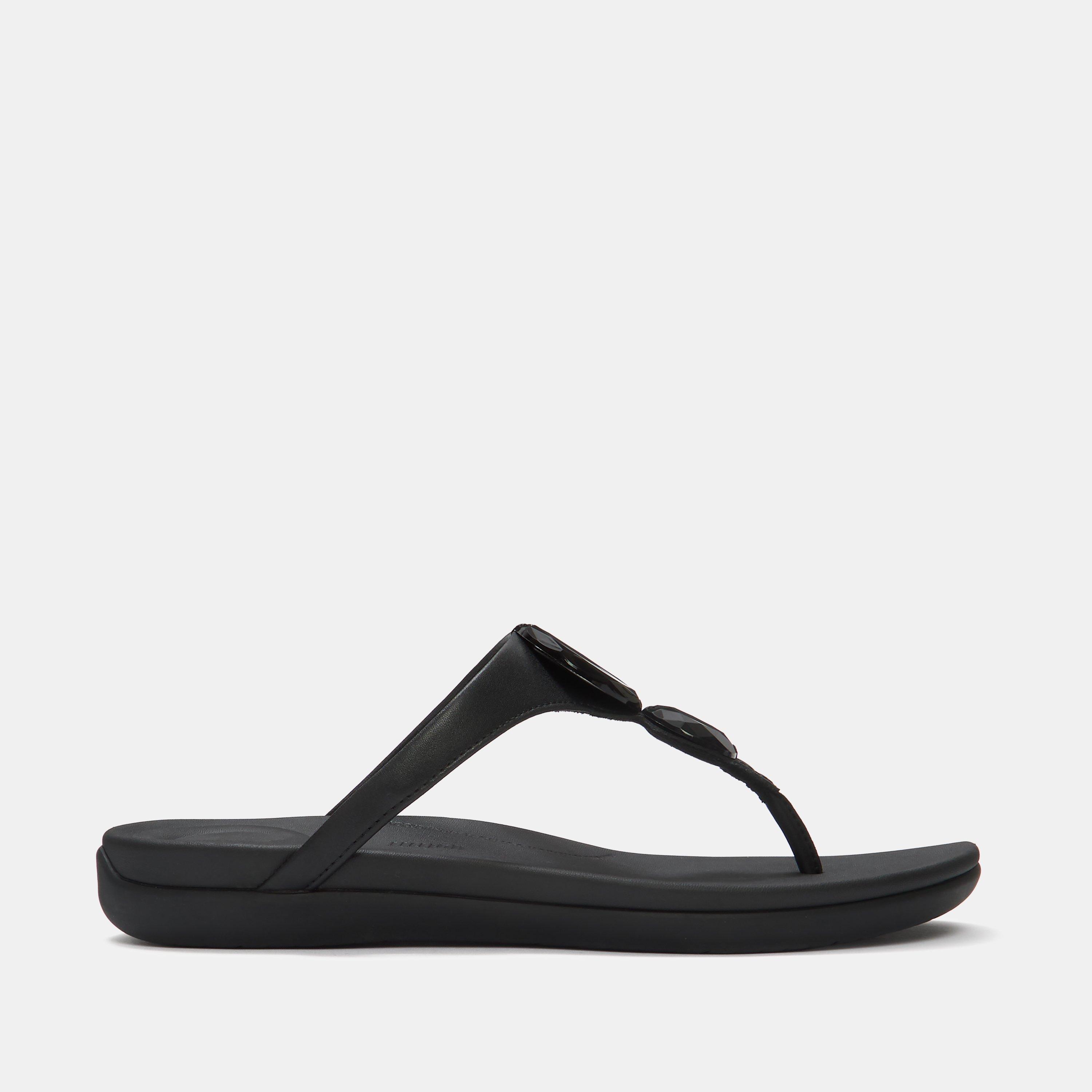 Black - FitFlop - Solay Glossy-Disc Sandals - 1