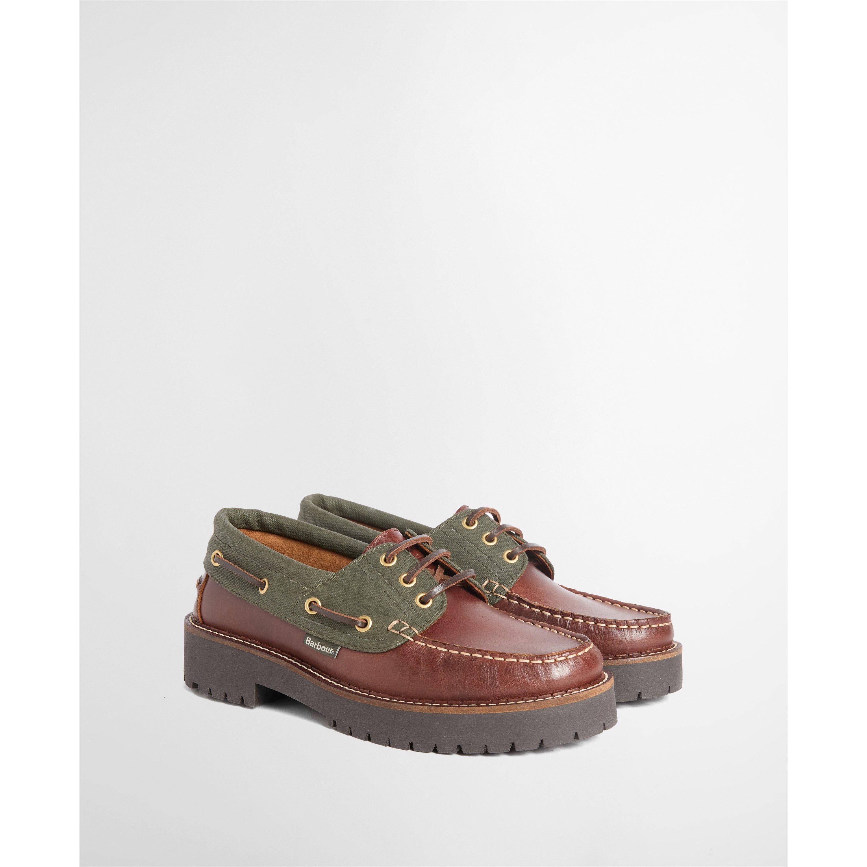 Mahogany/Olive - Barbour - Womens Darras Boat Shoes - 2