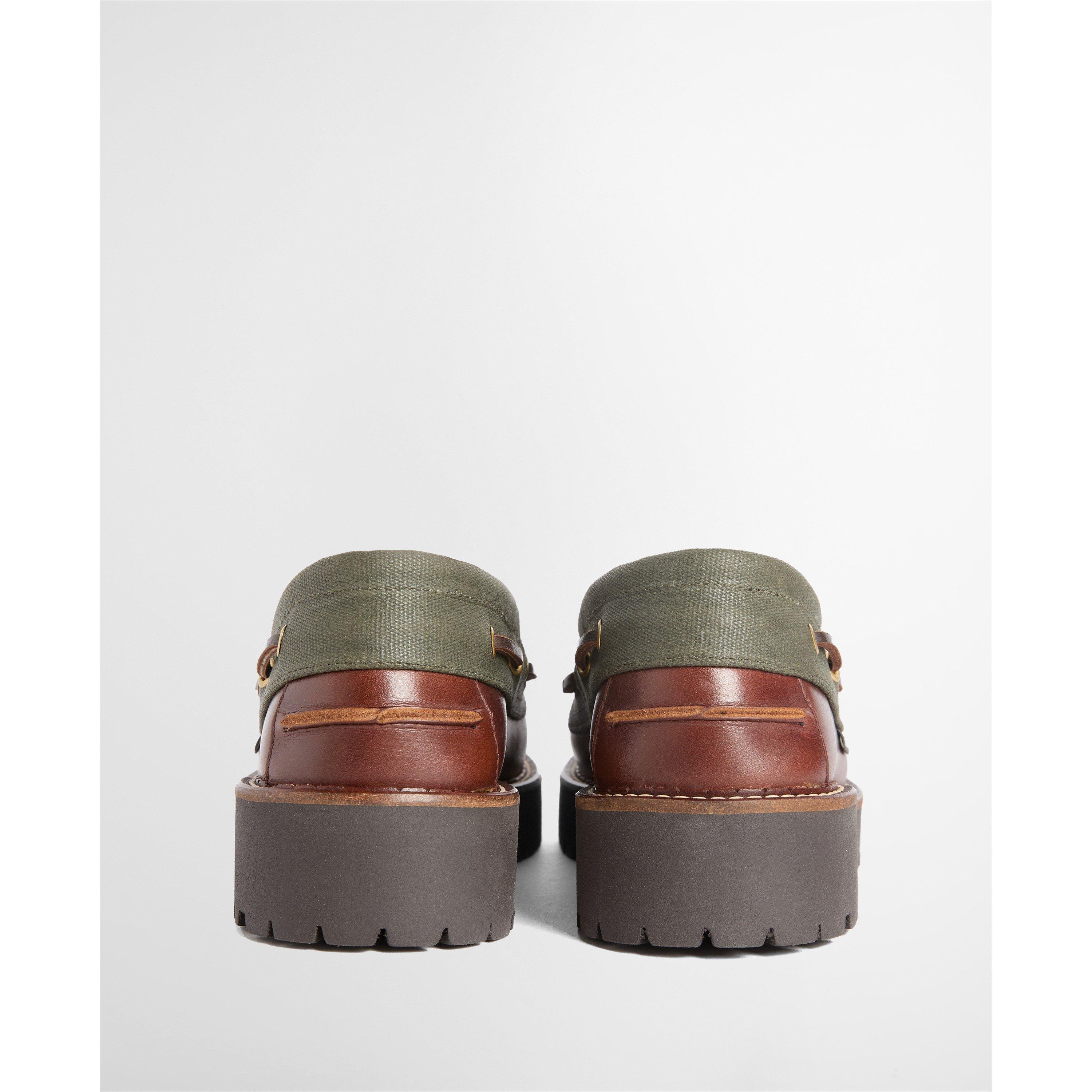 Mahogany/Olive - Barbour - Womens Darras Boat Shoes - 3